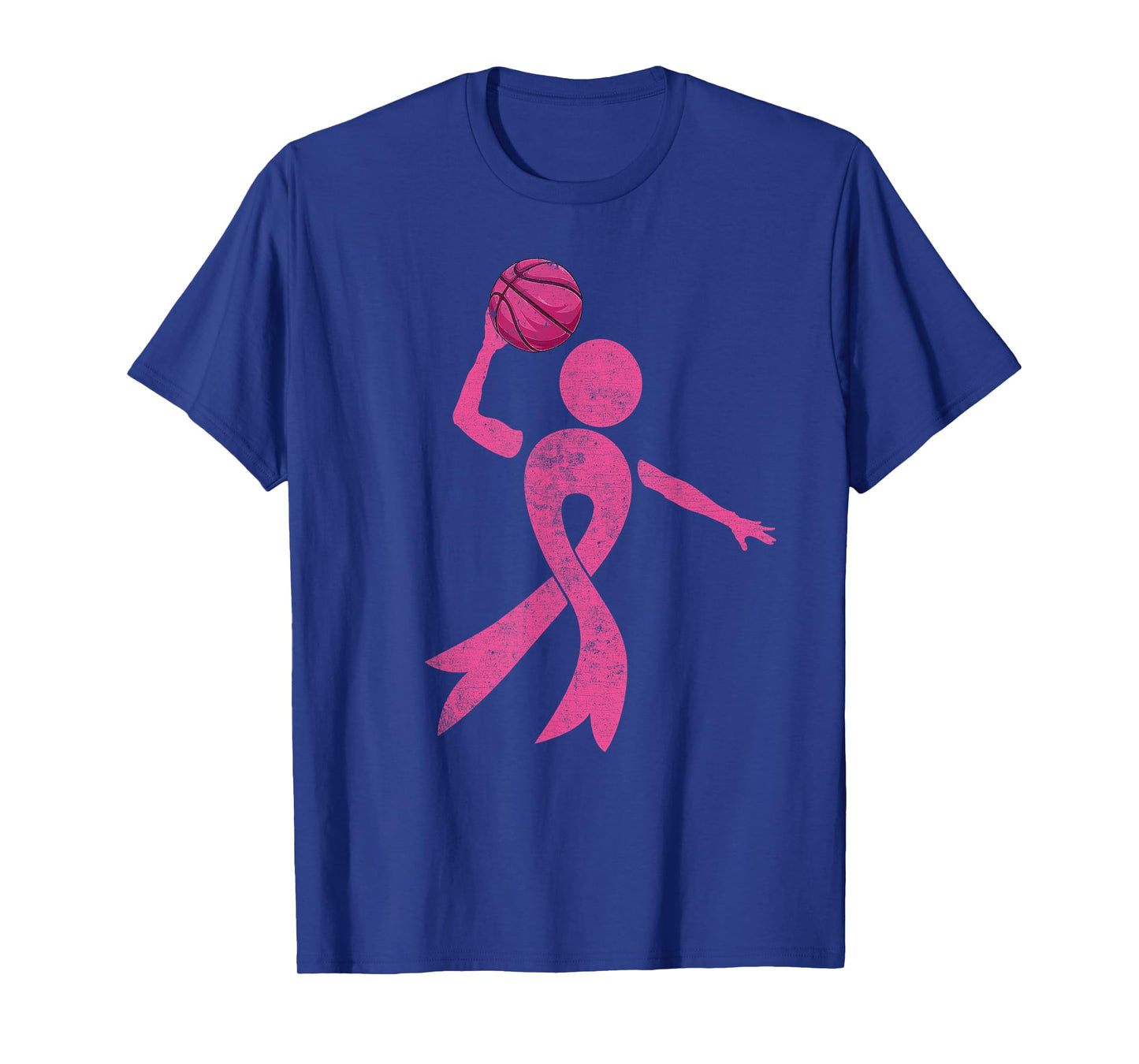 Retro Basketball Pink Ribbon Breast Cancer Awareness Sport T-Shirt