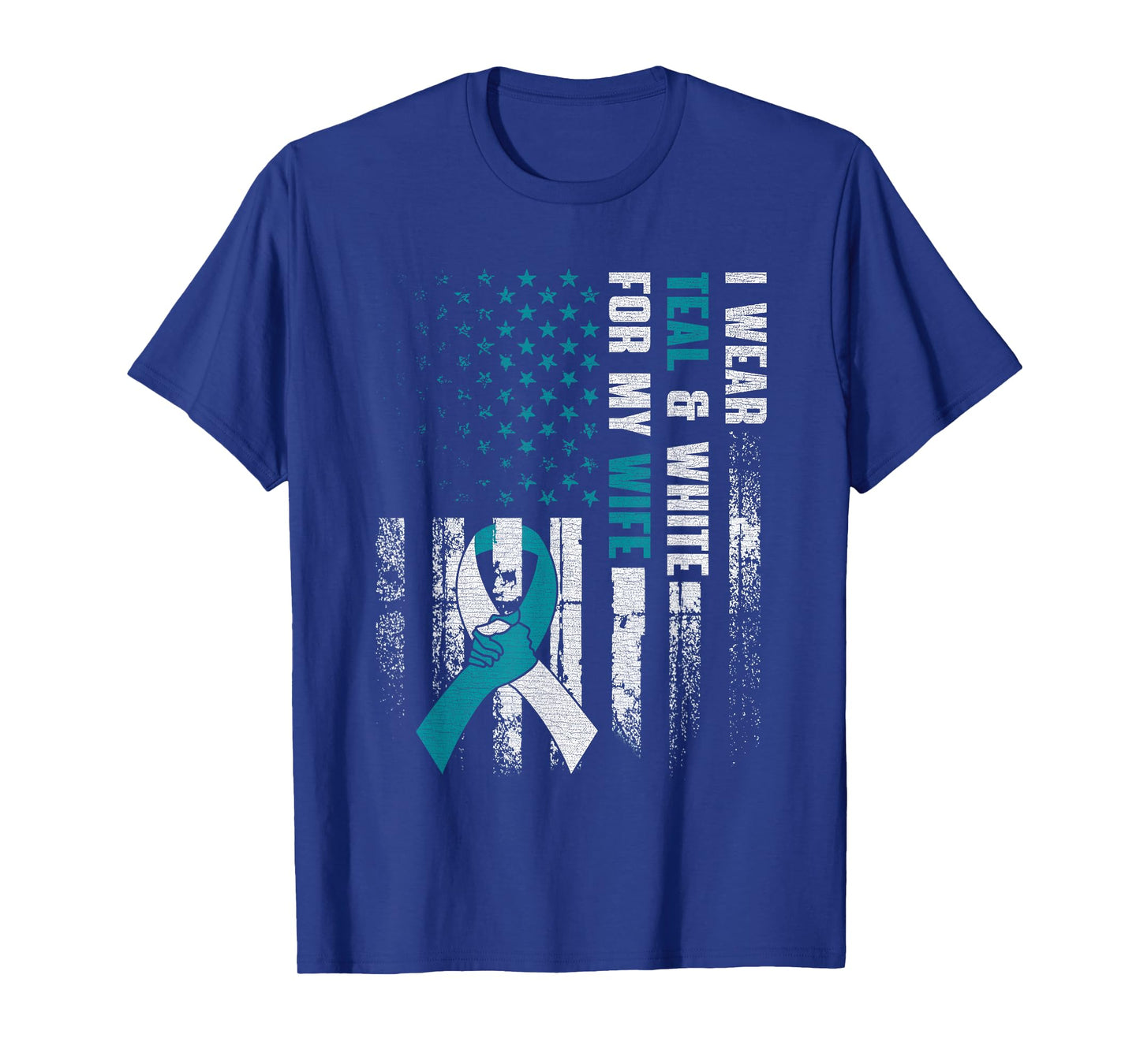 I Wear Teal & White For My Wife Cervical Cancer Awareness T-Shirt