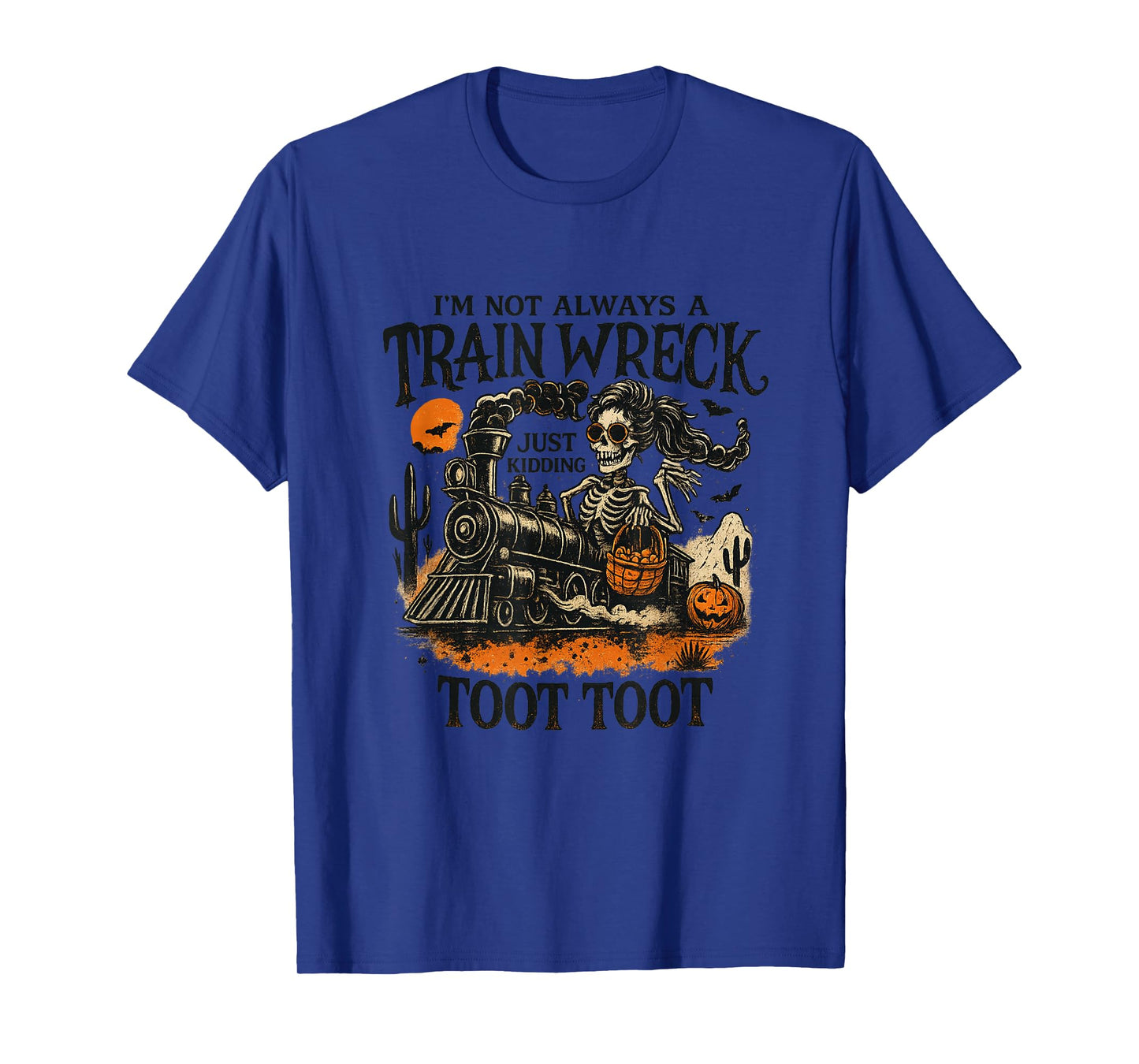Train Wreck Skeleton Halloween Humor Perfect for Parties T-Shirt