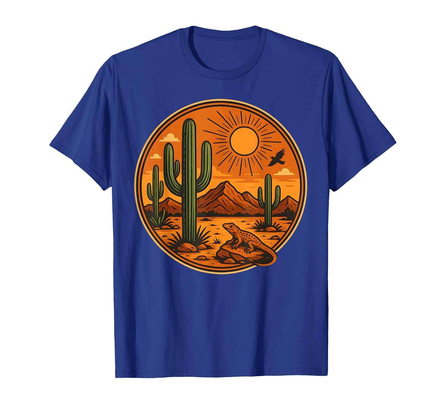 Sunrise Mountain Nature Retro Hiking Outdoors Desert Cactus T-Shirt