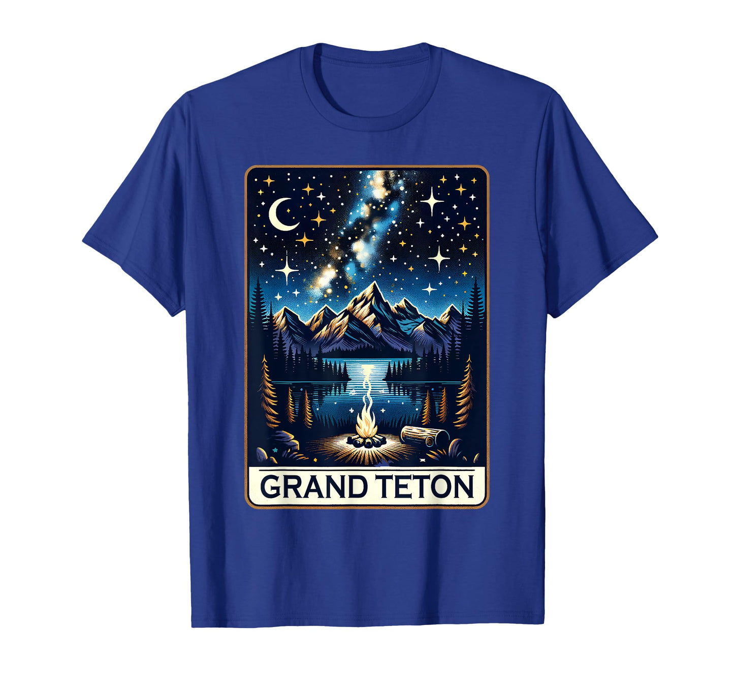 Grand Teton National Park Wyoming At Night Hike Camp Vintage T-Shirt