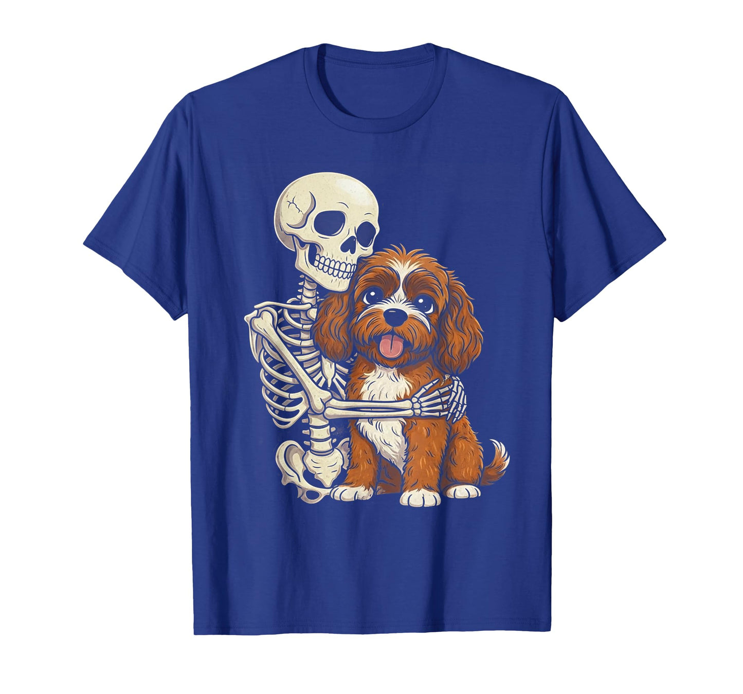 Skeleton Hugging Cavapoo Cockapoo Halloween Lover Mom Dad T-Shirt