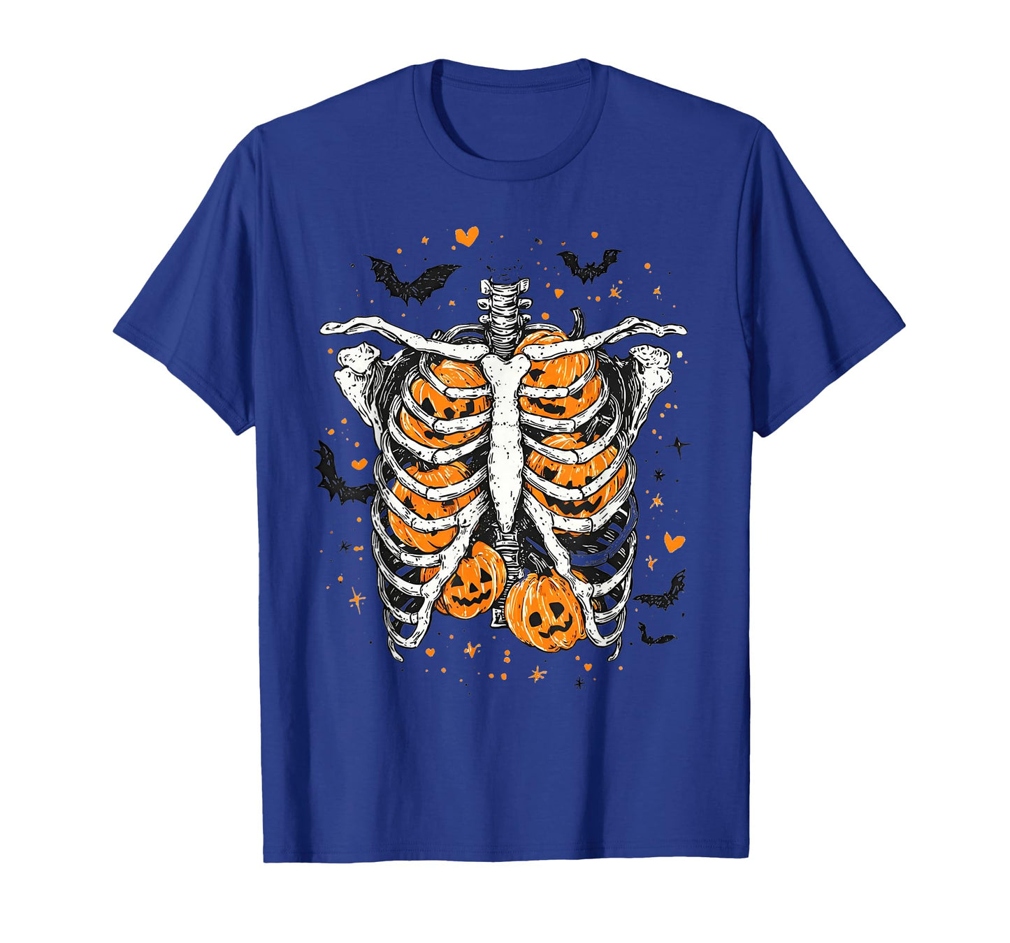 Halloween Skeleton Rib Cage Pumpkin Bat Halloween Men Boys T-Shirt