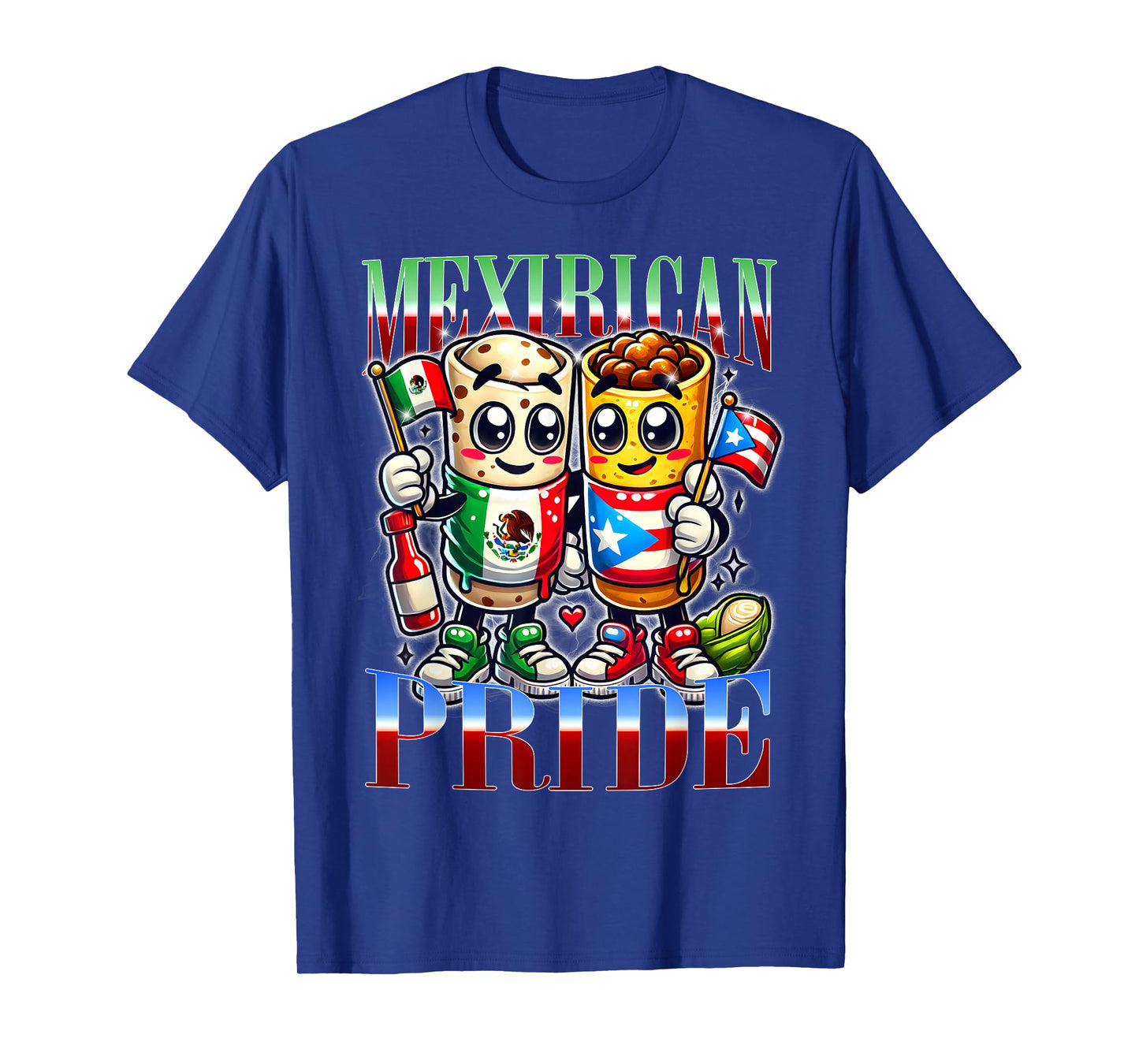 Mexirican Pride Mexican Puerto Rican Burrito Food Unity T-Shirt
