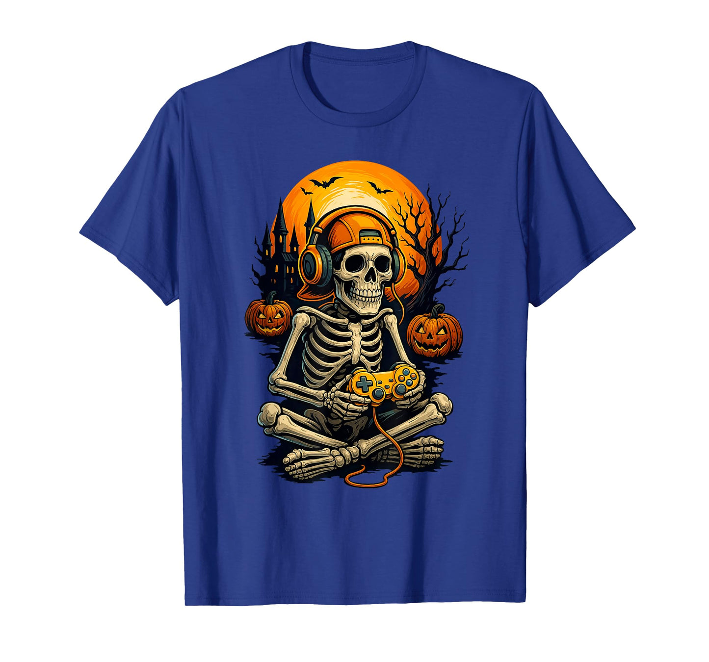 Halloween Skeleton Gamer Video Gaming Boys Men Kids Tees T-Shirt