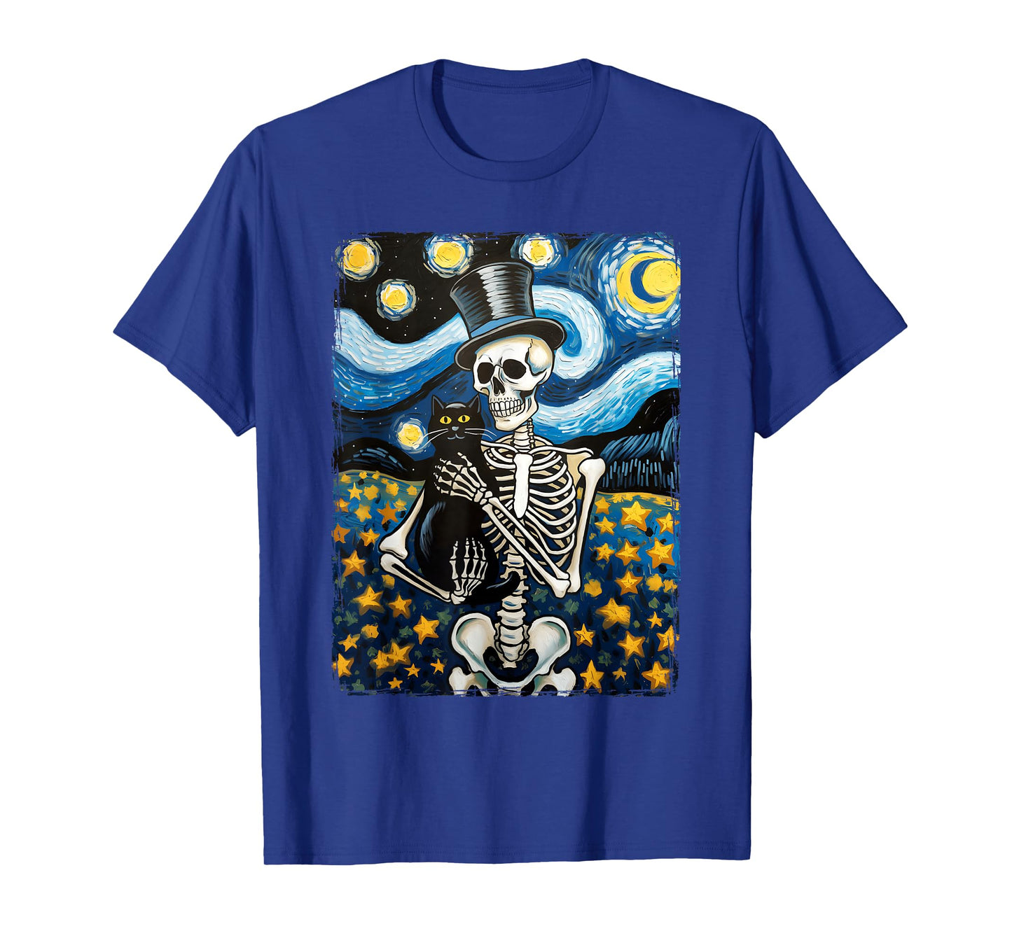 Skeleton Black Cat Halloween T-Shirt