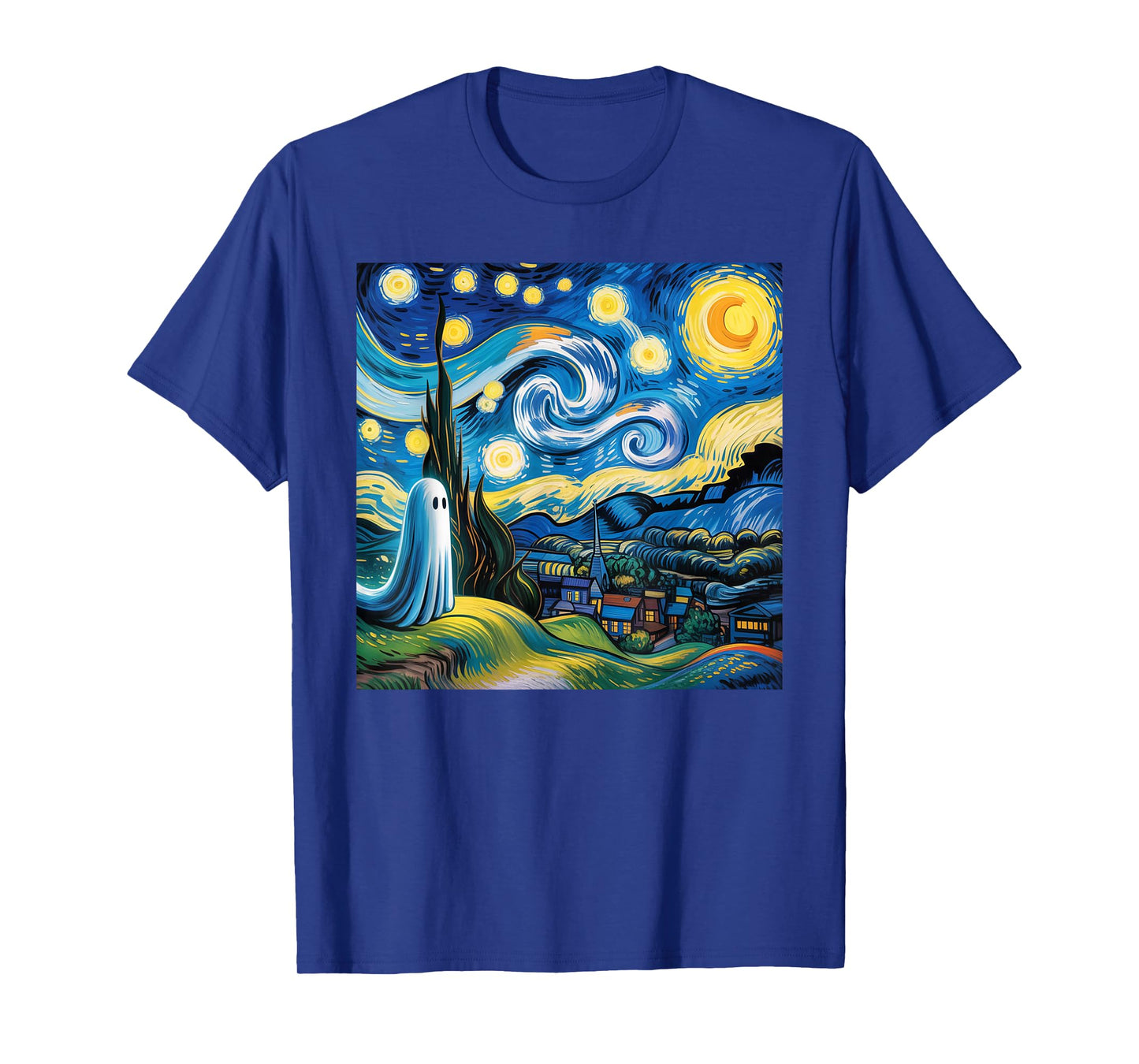 Funny Halloween Boo Sheet Ghost Starry Night Van Gogh Boys T-Shirt