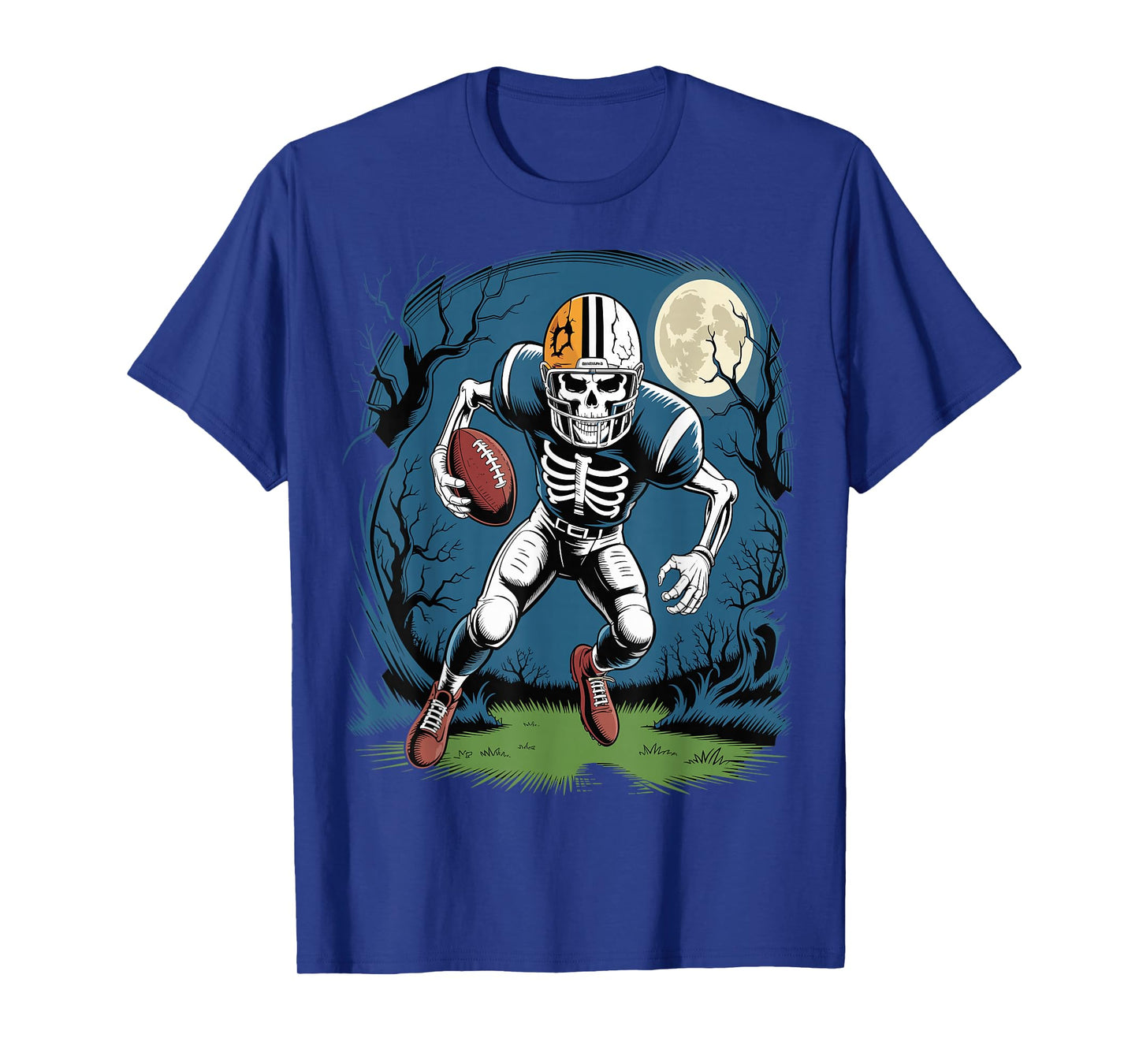 Halloween Skeleton Football Player Skull Spooky Sports T-Shirt