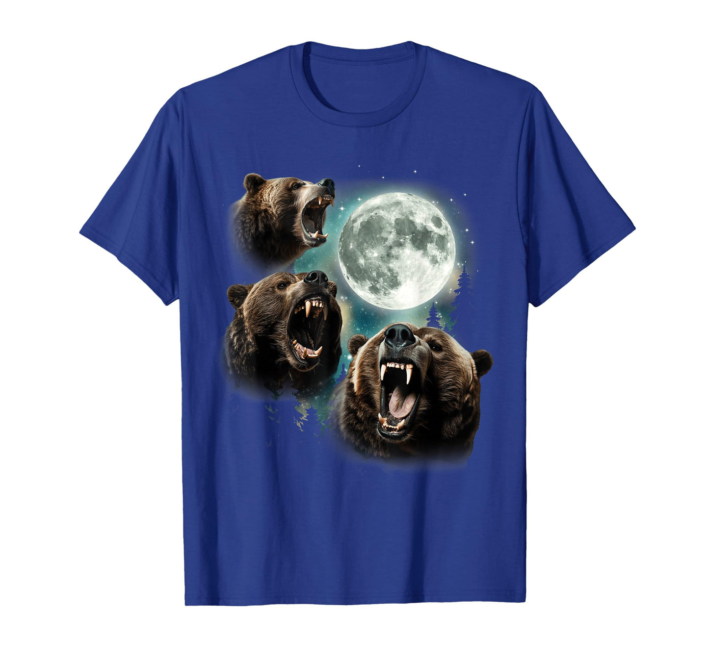 Three Grizzly Bears Howl At Moon Starry Mountain Forest Bear T-Shirt
