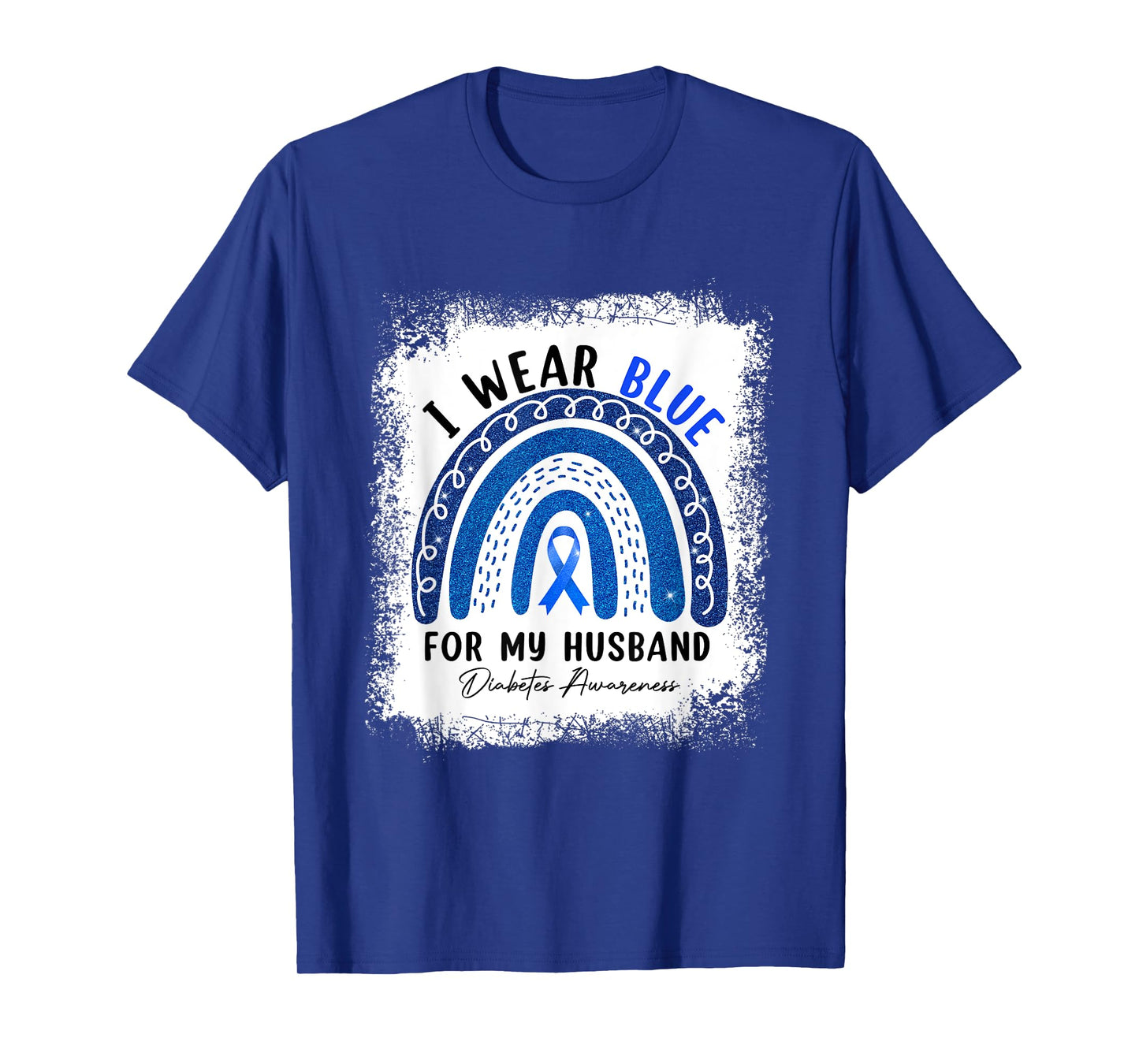 Rainbow I Wear Blue Ribbon For My Husband Diabetes Awareness T-Shirt