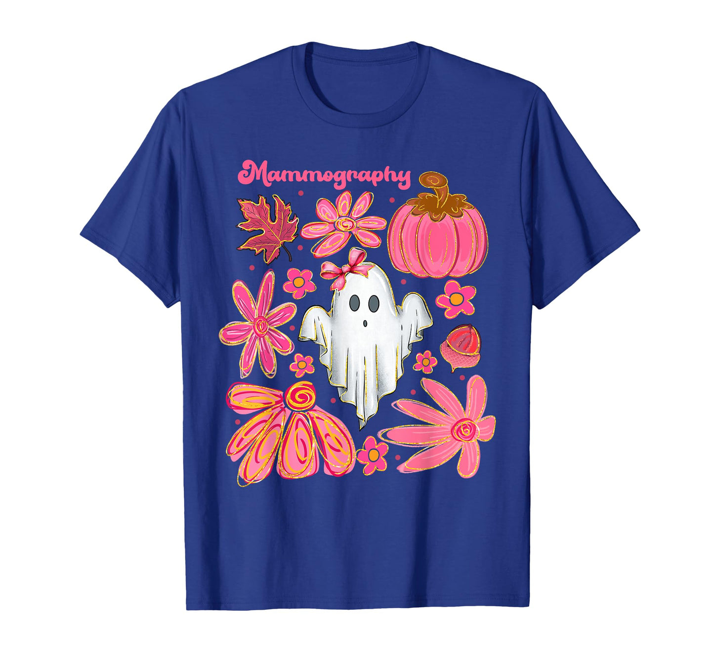 Boho Floral Pumpkin Mammography Halloween Mammo Tech Fall T-Shirt