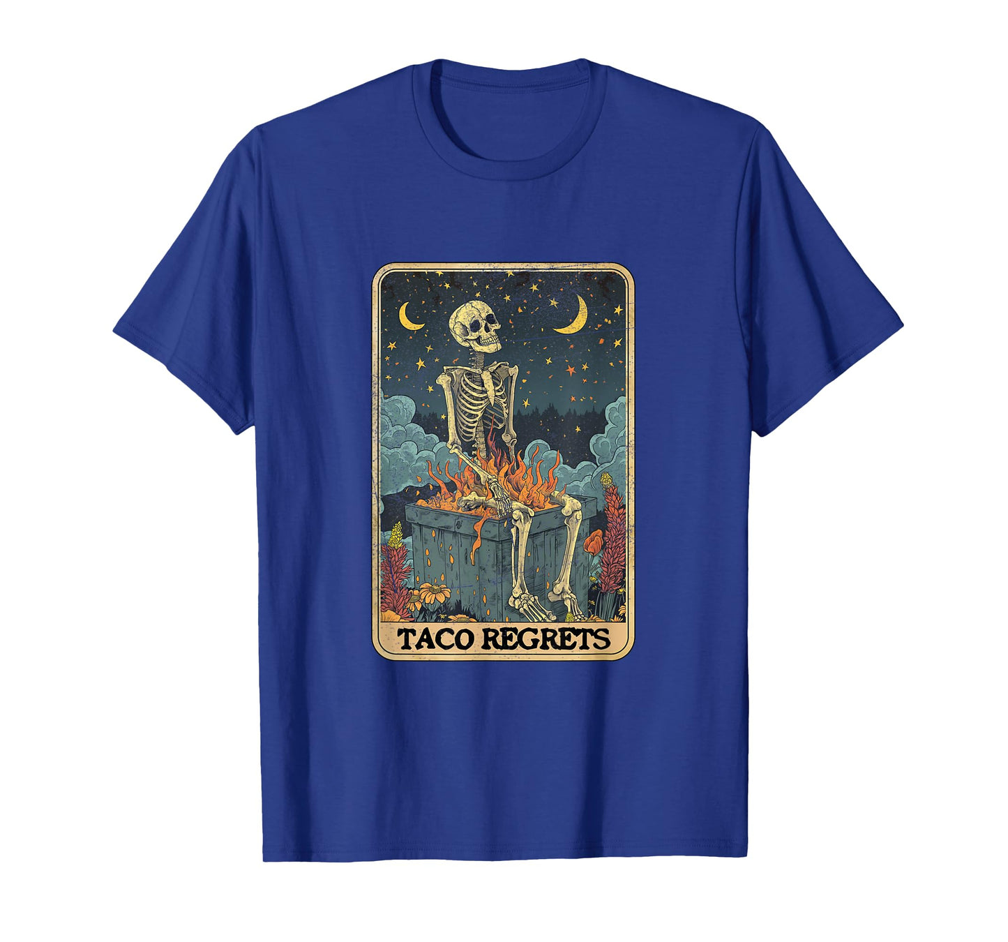 Taco Regrets Cinco de Mayo Retro Mystical Skeleton Pooping T-Shirt