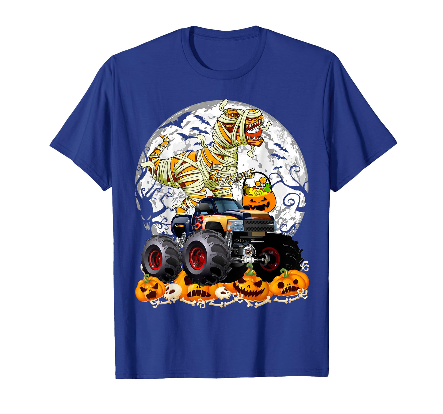 Mummy Dinosaur T-Rex Candy Monster Truck Halloween T-Shirt