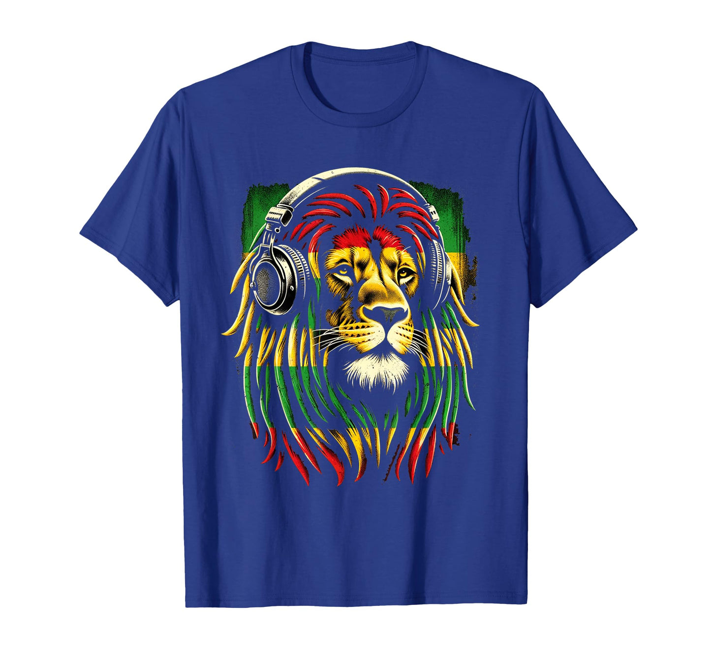 Reggae Lion Roar: Rasta with Headphones Vibe T-Shirt