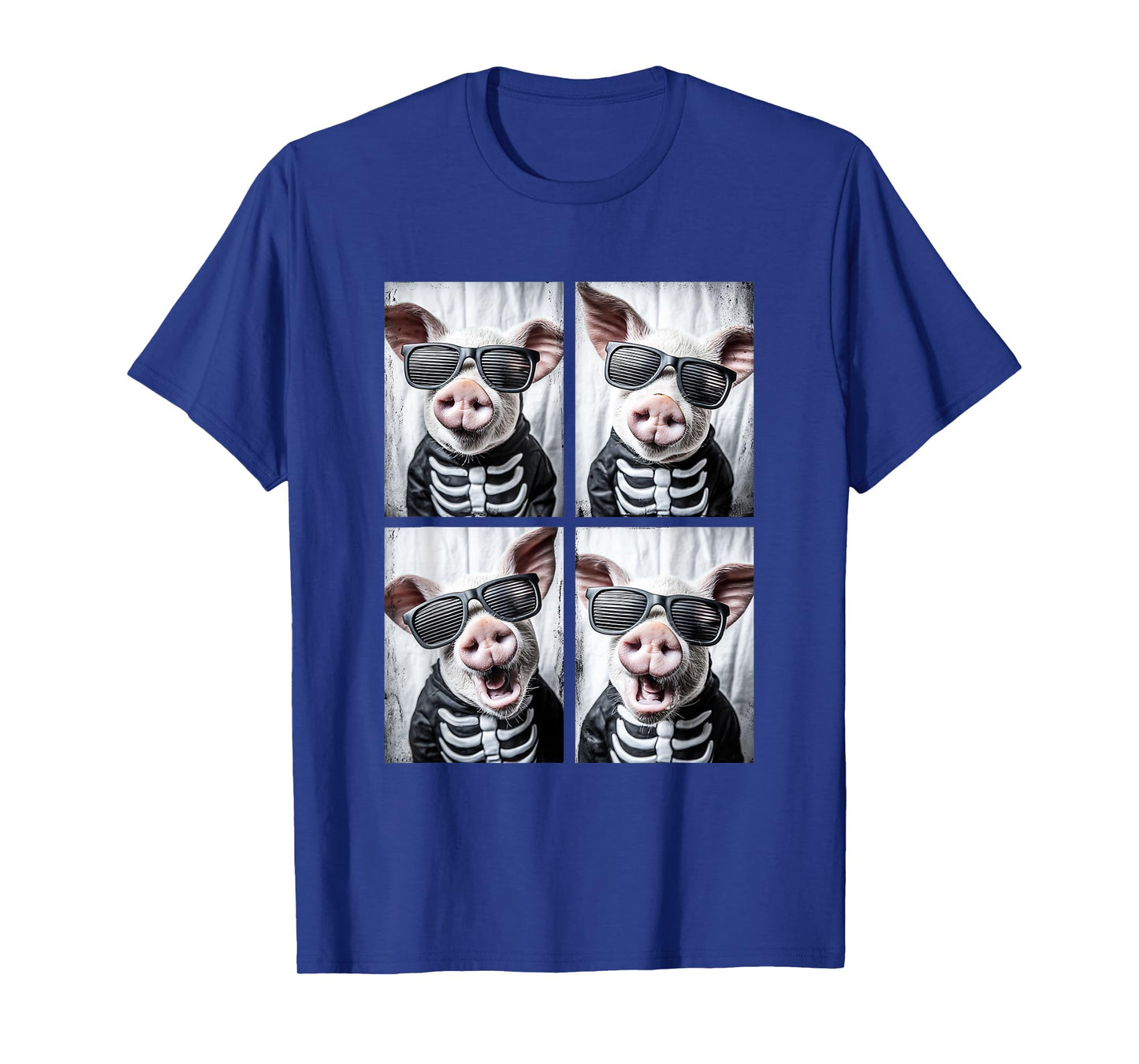 Cute Pigs with Sunglasses Skeleton Costume Funny Halloween T-Shirt