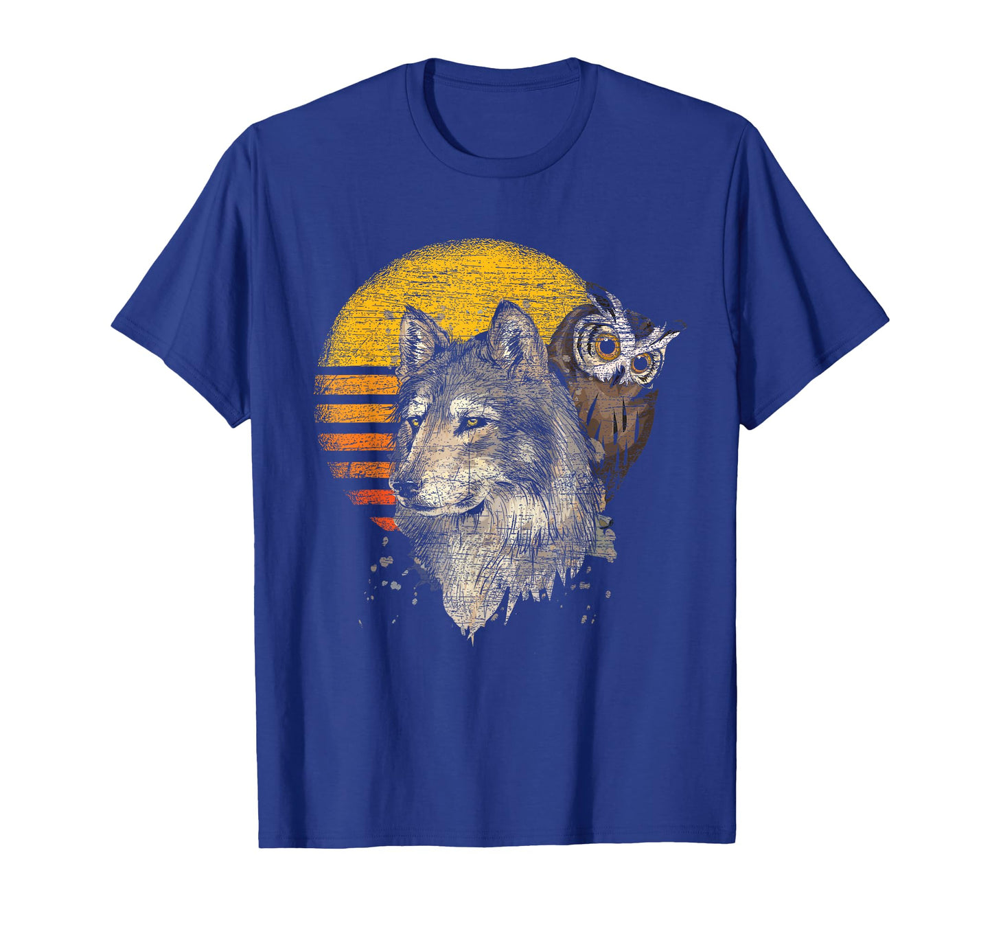 Forest Predator Ornithologist Gift Retro Wolf Owl T-Shirt