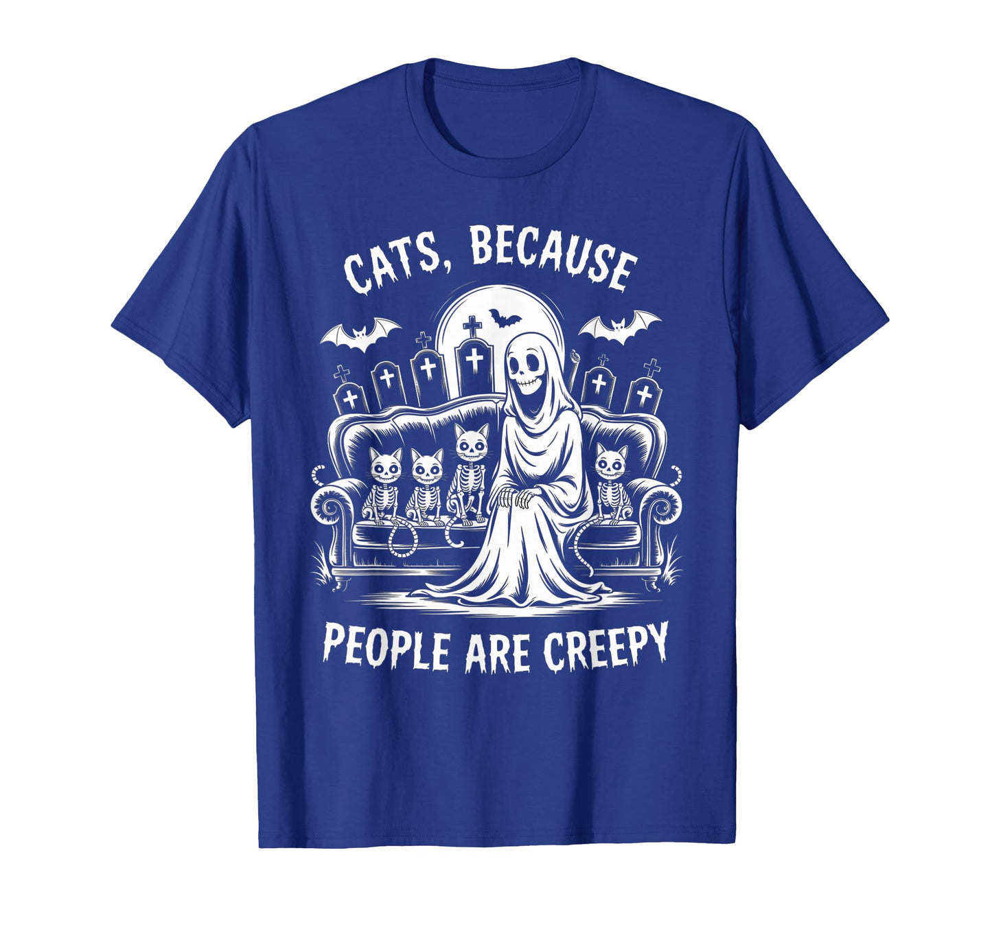 Cats Because People are Creepy Ghost Halloween Cat Mom Kids T-Shirt