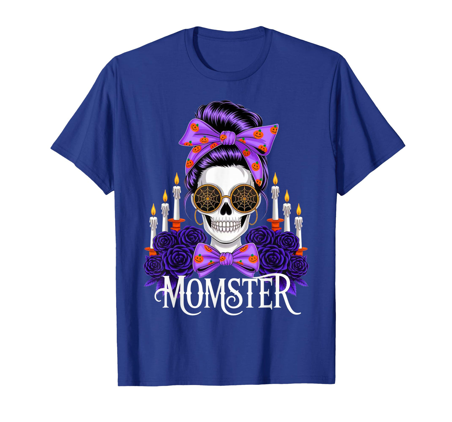 Momster Halloween Costume Skeleton Messy Bun Mother Coffee T-Shirt
