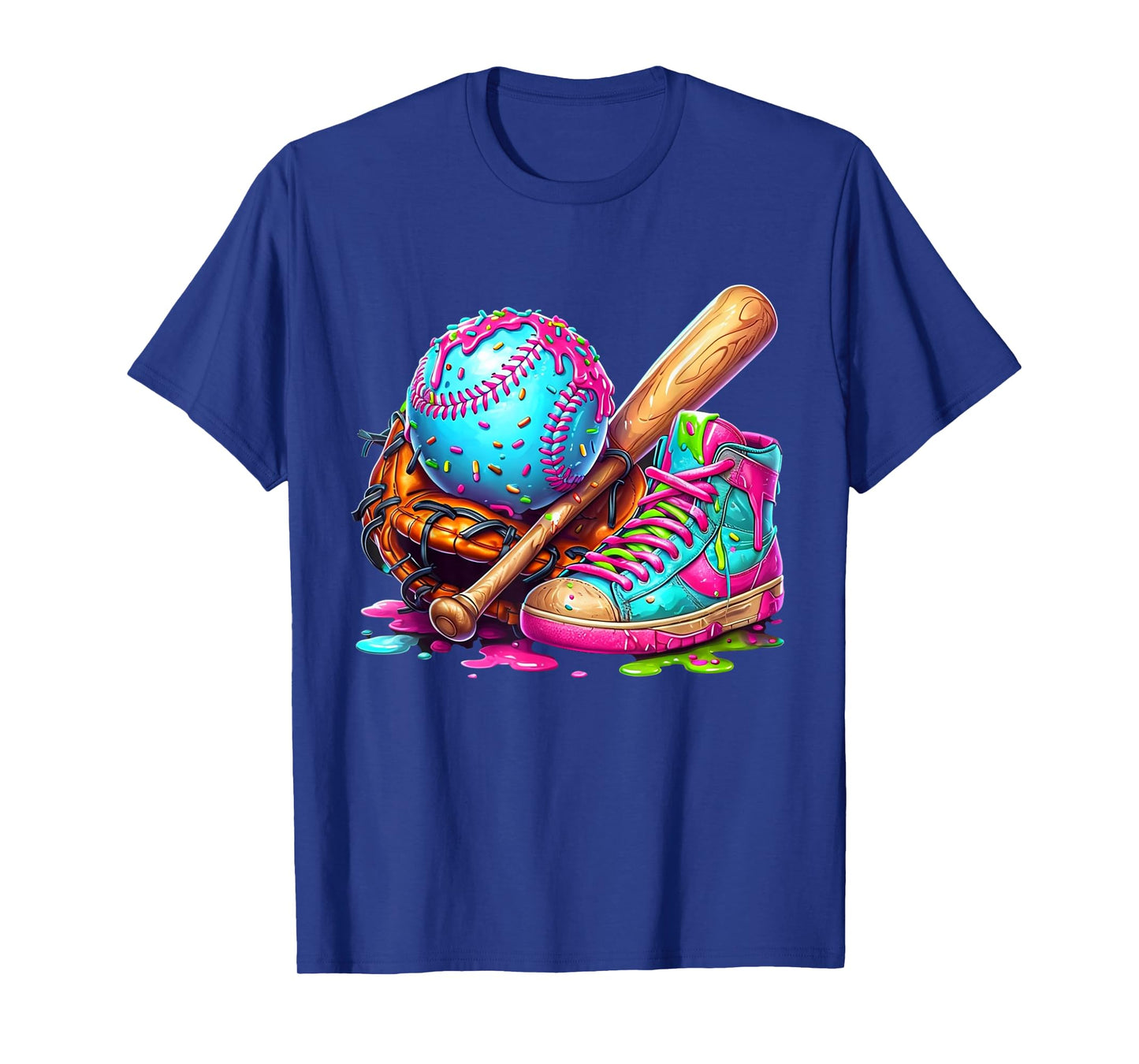 Ice Cream Dripping Baseball Stuffs Baseball Drip Boys Girls T-Shirt