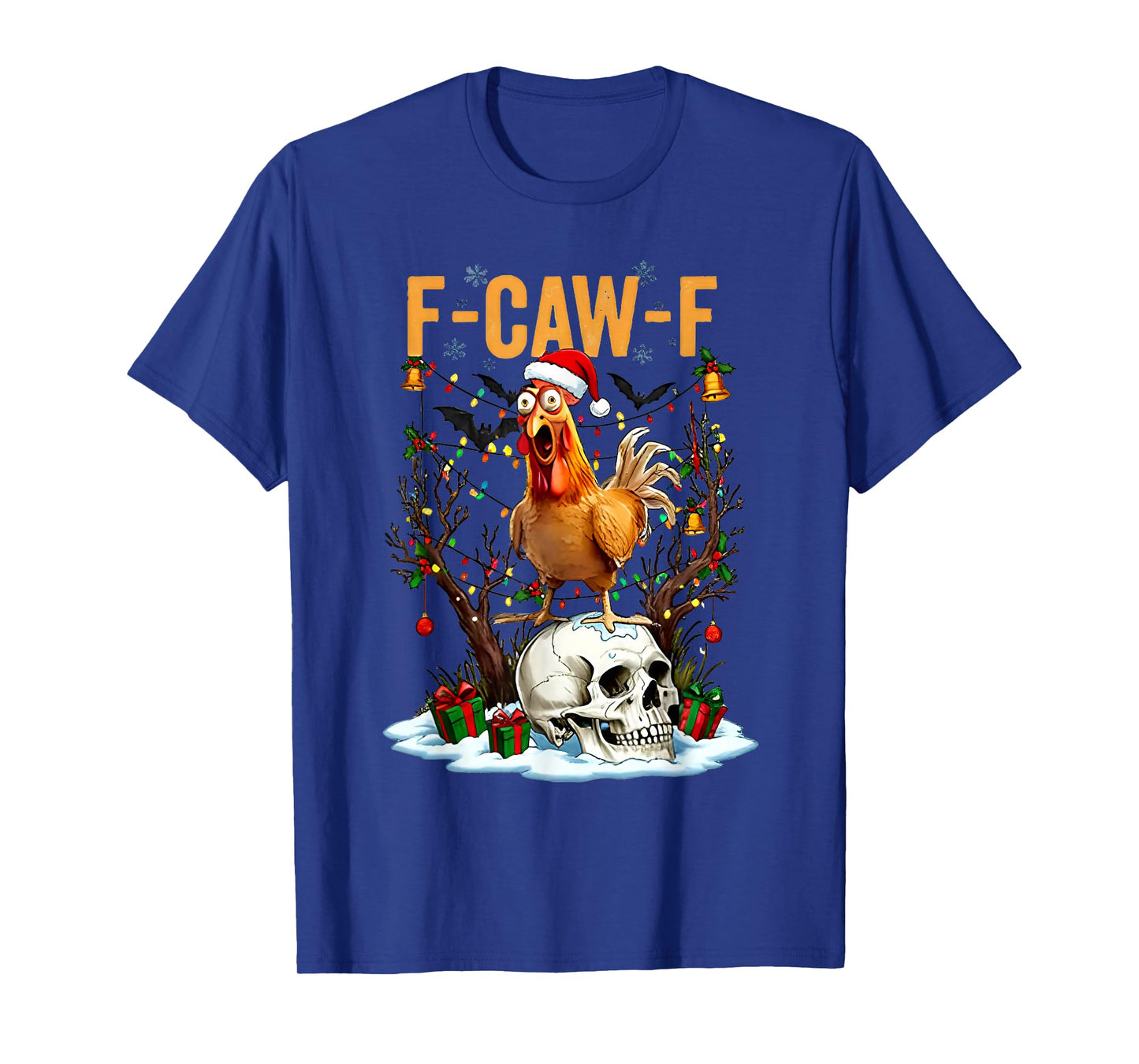 F Caw F Santa Rooster Retro Christmas T-Shirt