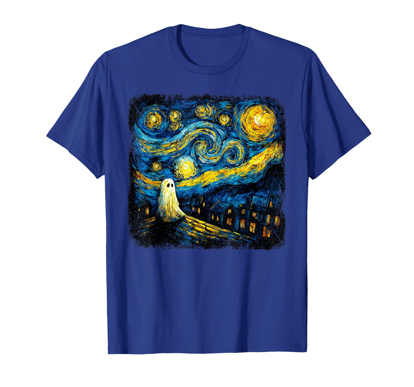 Funny Halloween Boo Sheet Ghost Starry Night Van Gogh Boys T-Shirt