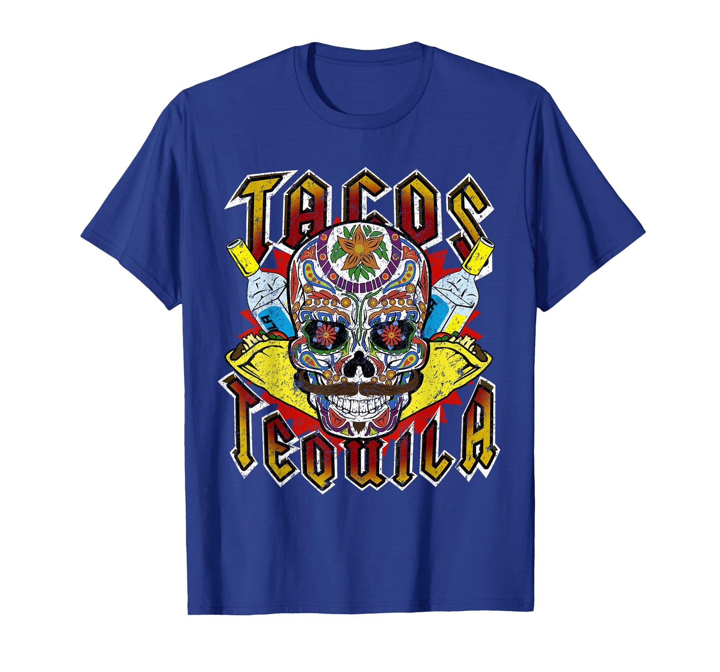 Tacos & Tequila T Shirt | Vintage Sugar Skull Graphic Tee T-Shirt
