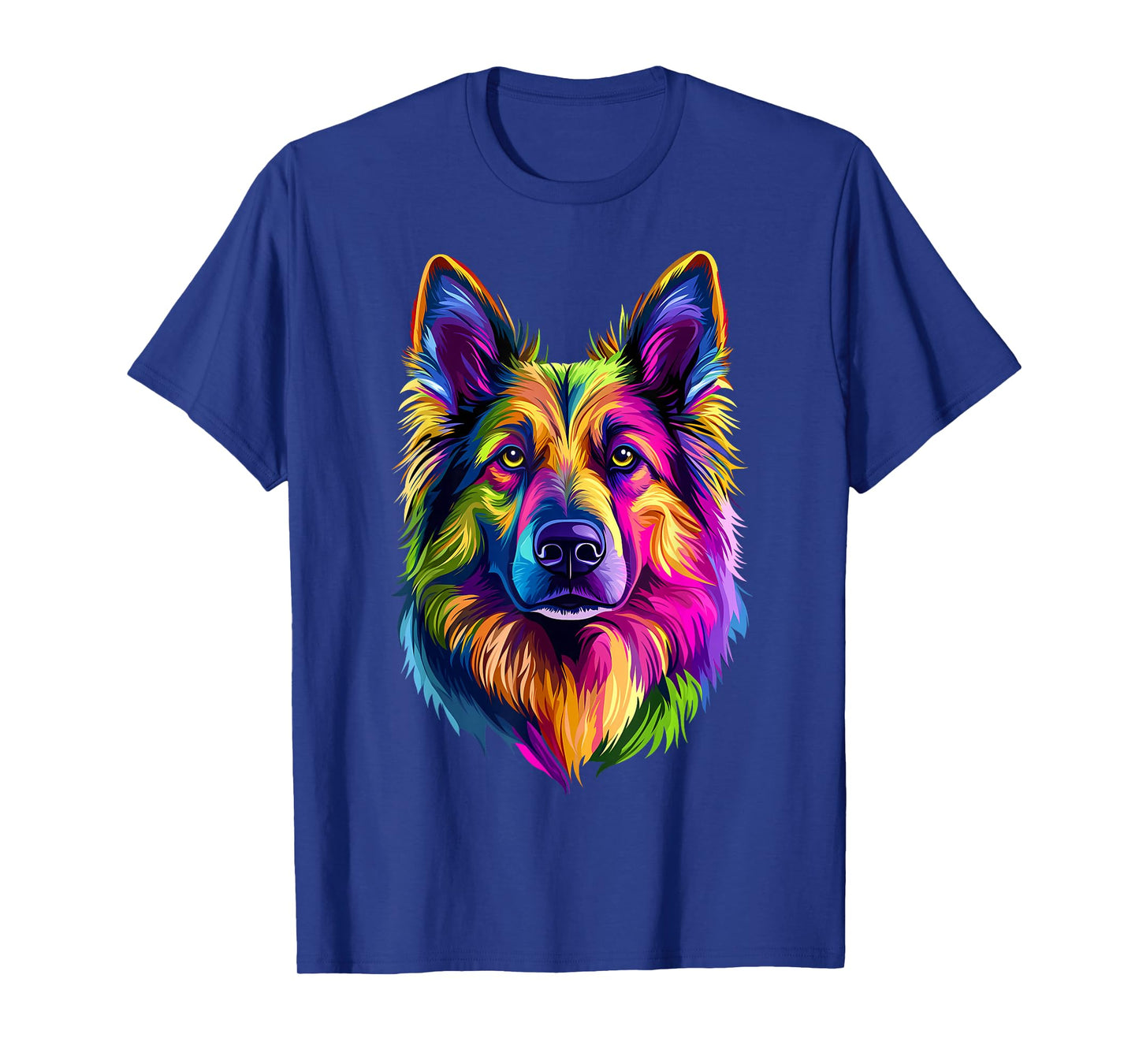 Colorful German Shepherd Face Cute GSD Lover Men Women Black T-Shirt