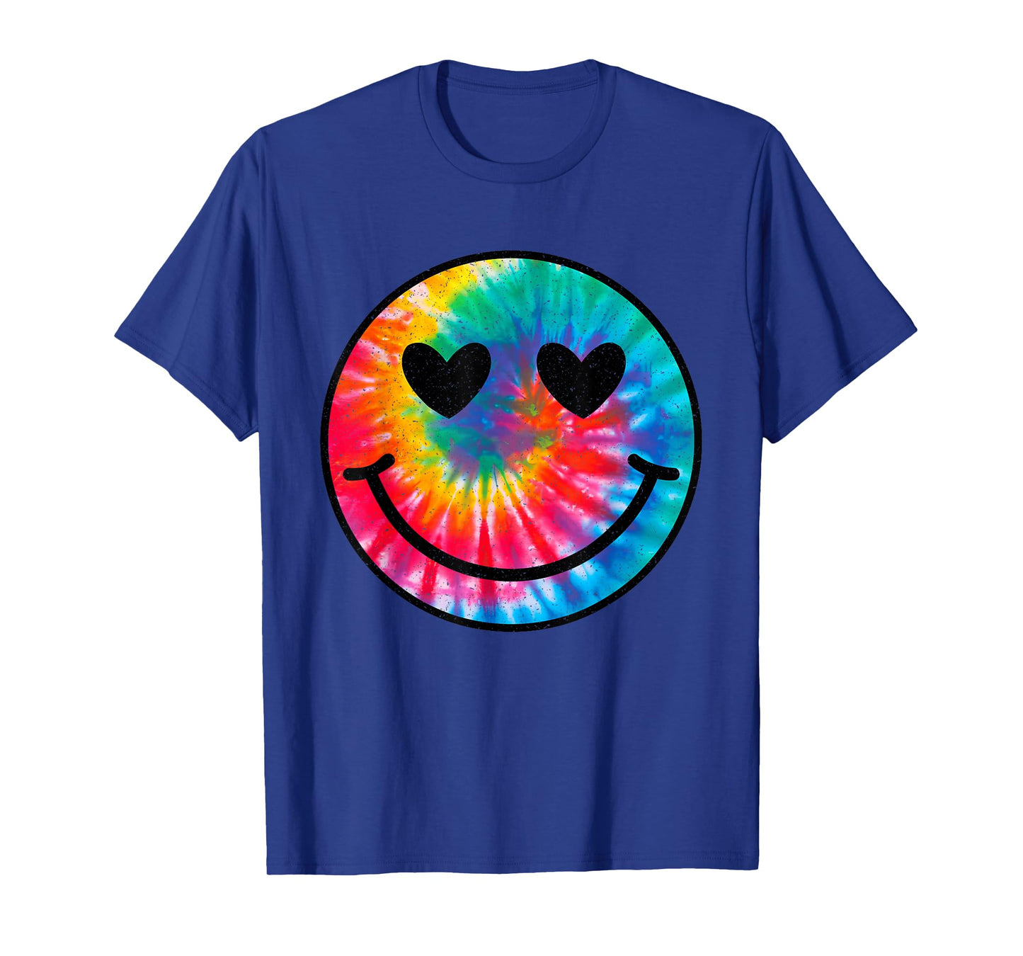 Retro Happy Face Tie Dye Checkered Pattern Smile Face Trendy T-Shirt