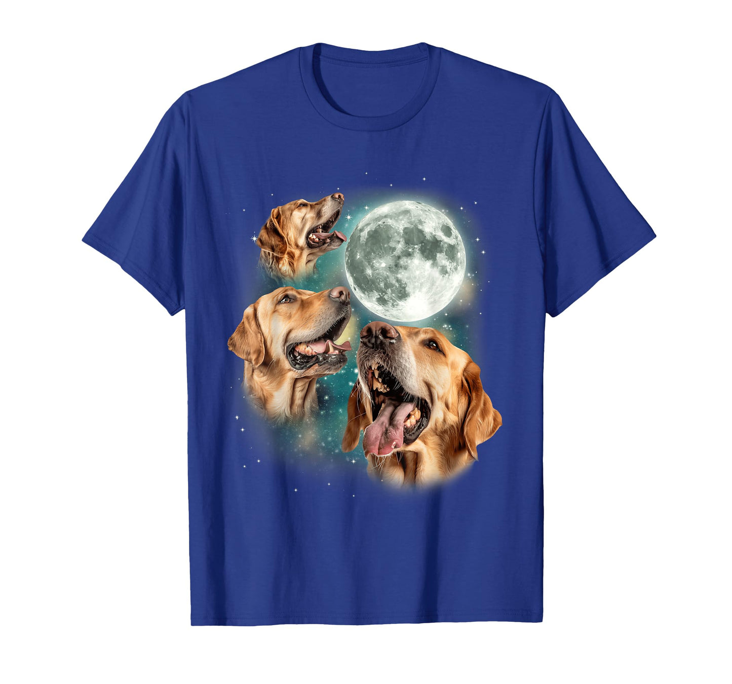 Three Golden Retriever Moon | Funny Dog Lover Canine Meme Men Women T-Shirt