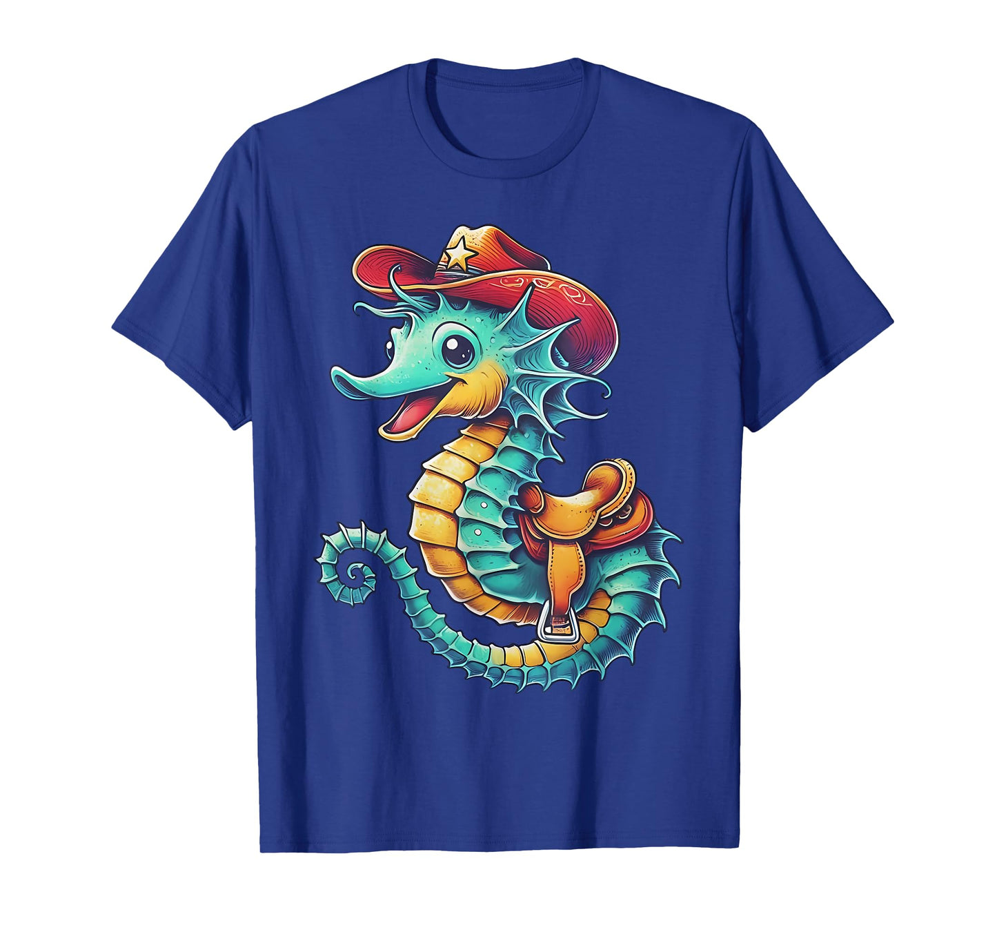 Cowboy Seahorse Colorful Underwater Sea Rodeo Ocean Western T-Shirt