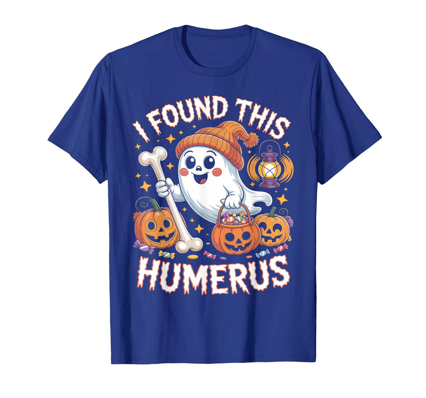 I Found This Humerus Funny Halloween Ghost Skeleton Womens T-Shirt