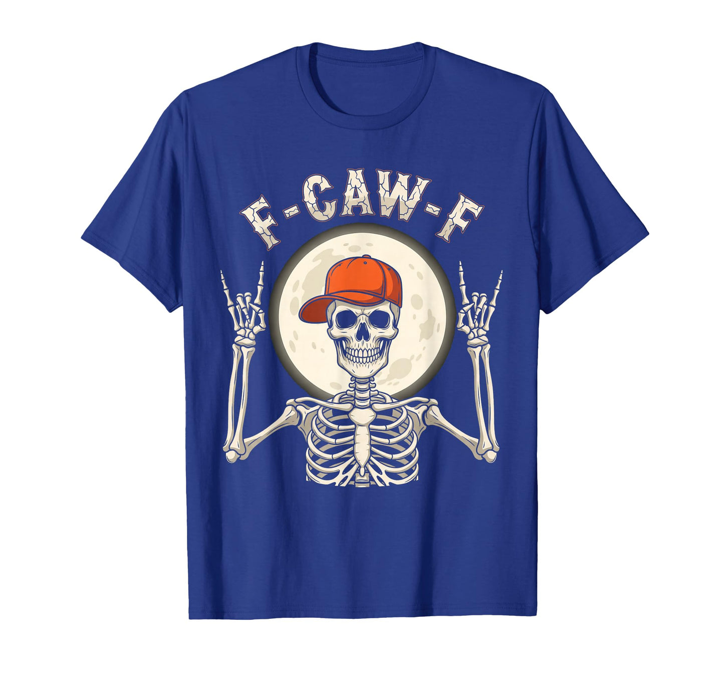 Skeleton F-Caw-F Funny Halloween Moon Gothic Adult Humor T-Shirt