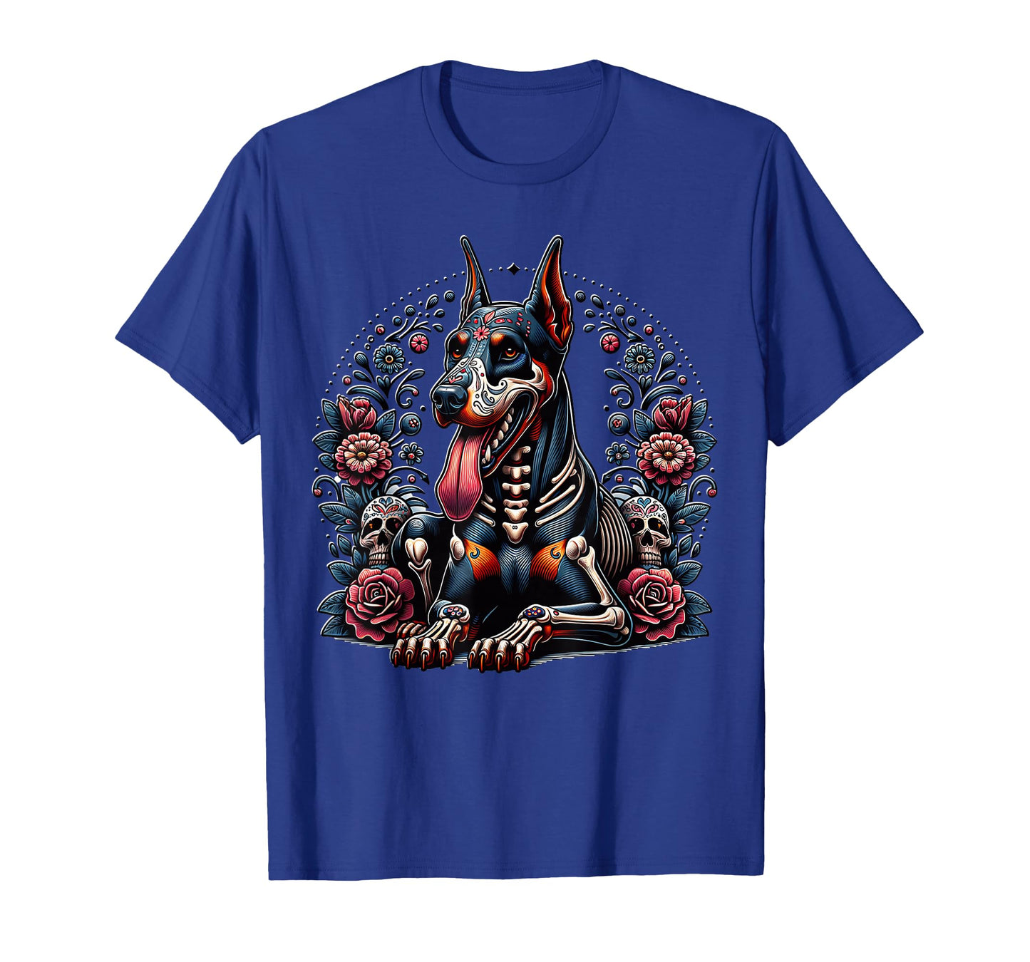 Doberman Dia De Los Muertos Doberman Halloween Dobie T-Shirt