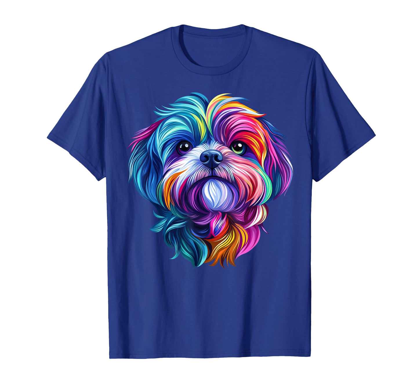 Colorful Shih Tzu Face Cute Puppy Dog Lover Men Women Black T-Shirt