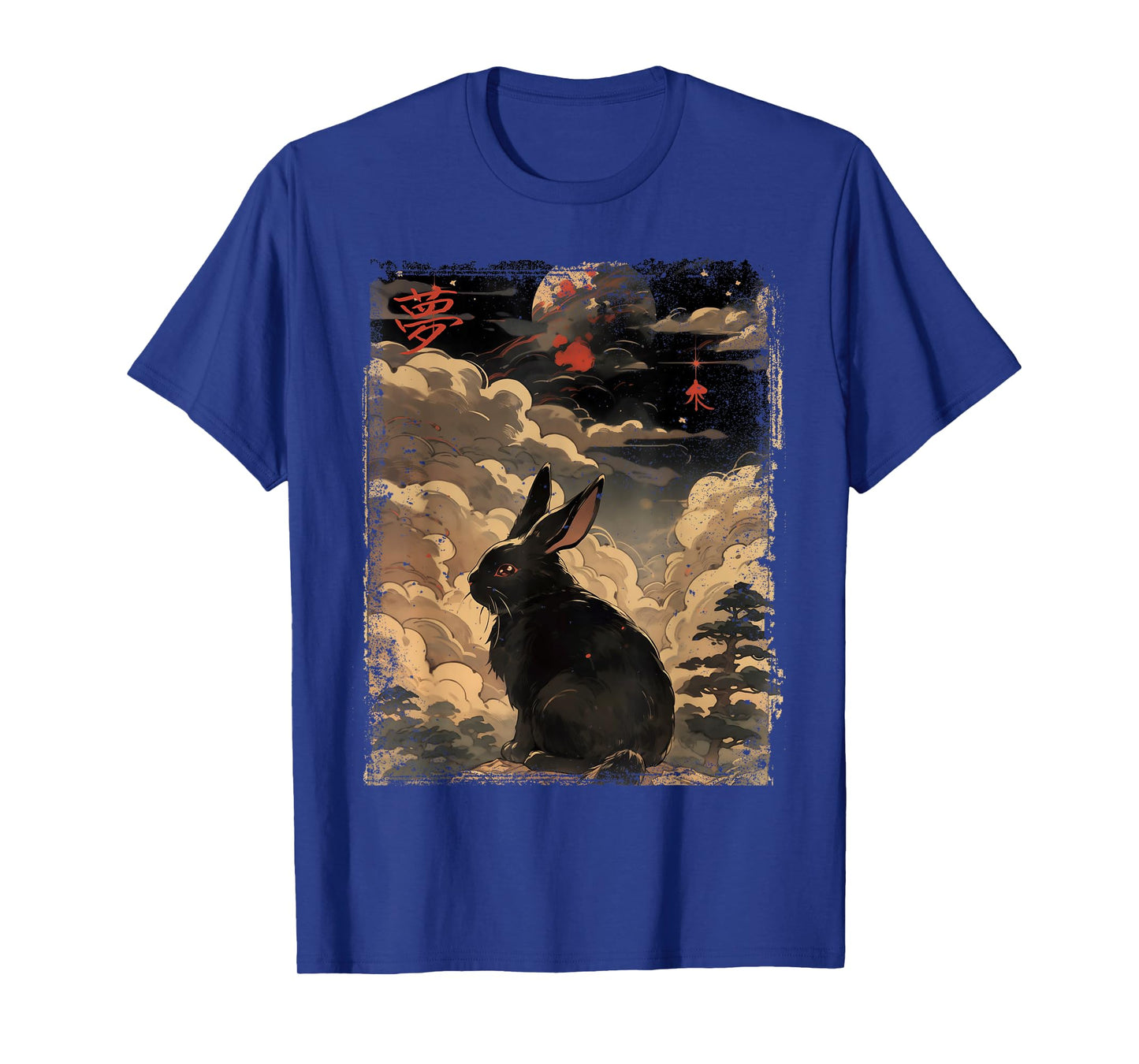 Vintage Japanese Scenery cute rabbit Kanji Japan graphic art T-Shirt