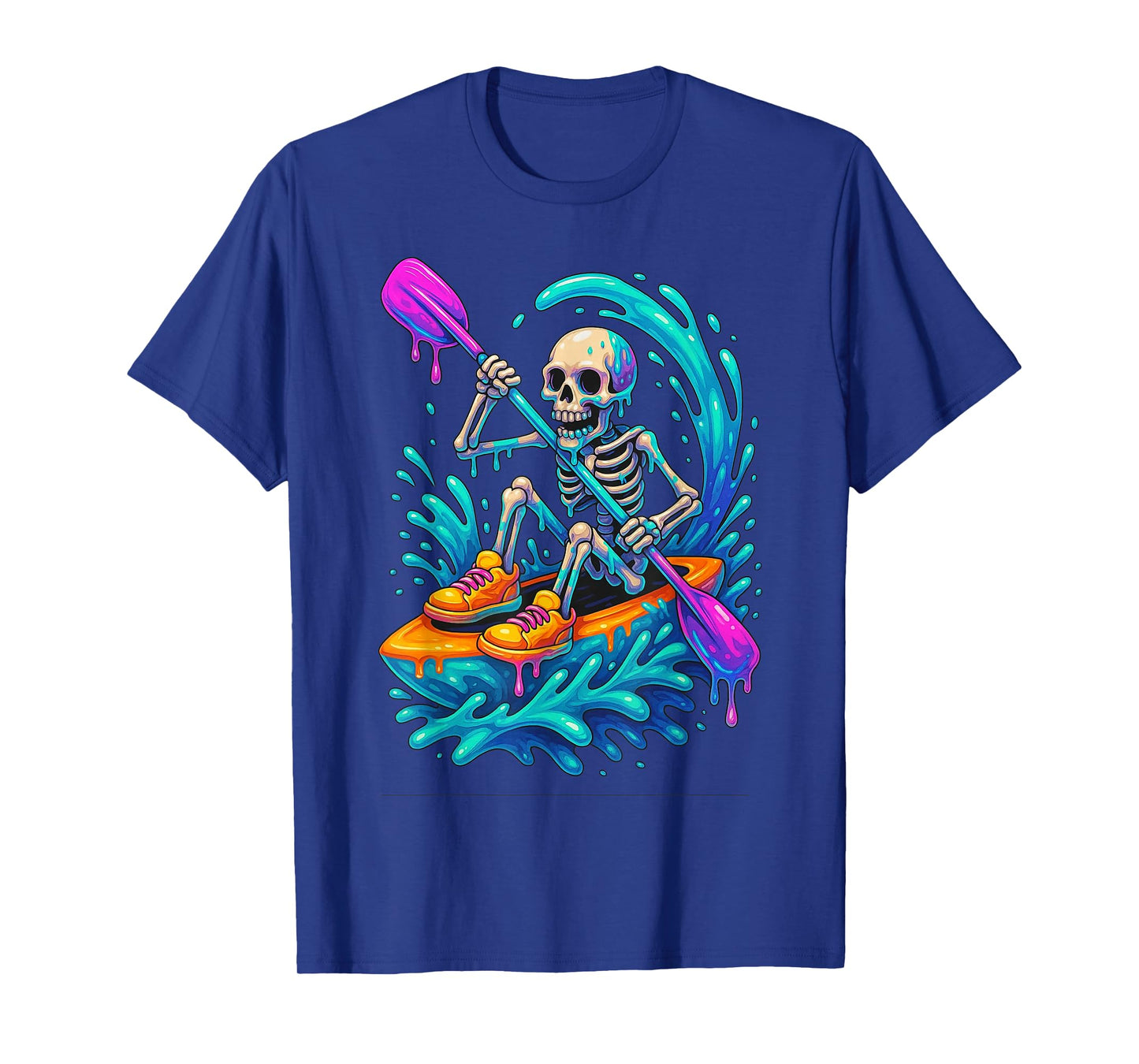 Kayaking Skeleton Drip Kayak Canoe Ice Cream Drip T-Shirt