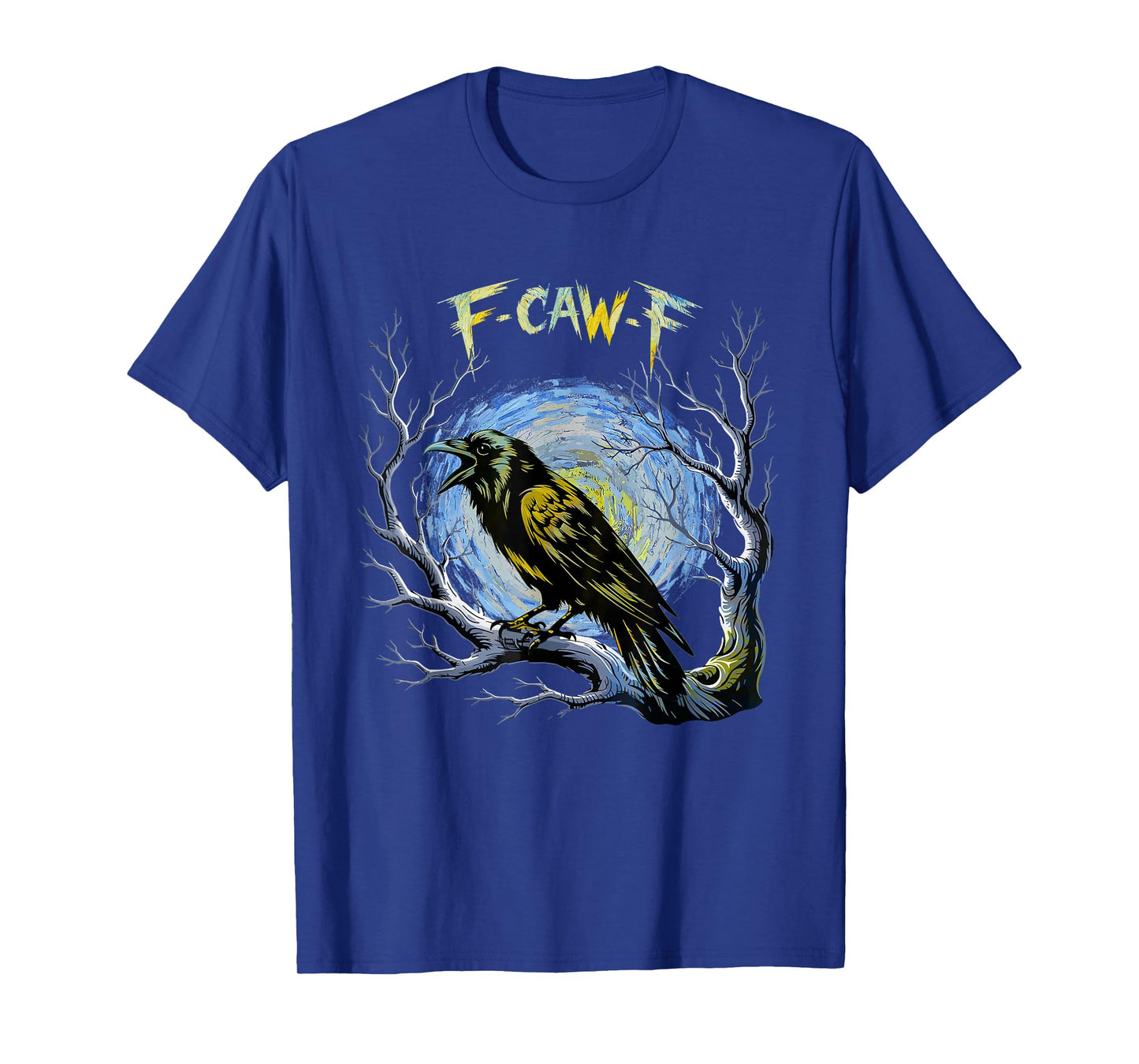 Black Crow F-Caw-F Funny Bird Starry Night Van Gogh Art T-Shirt