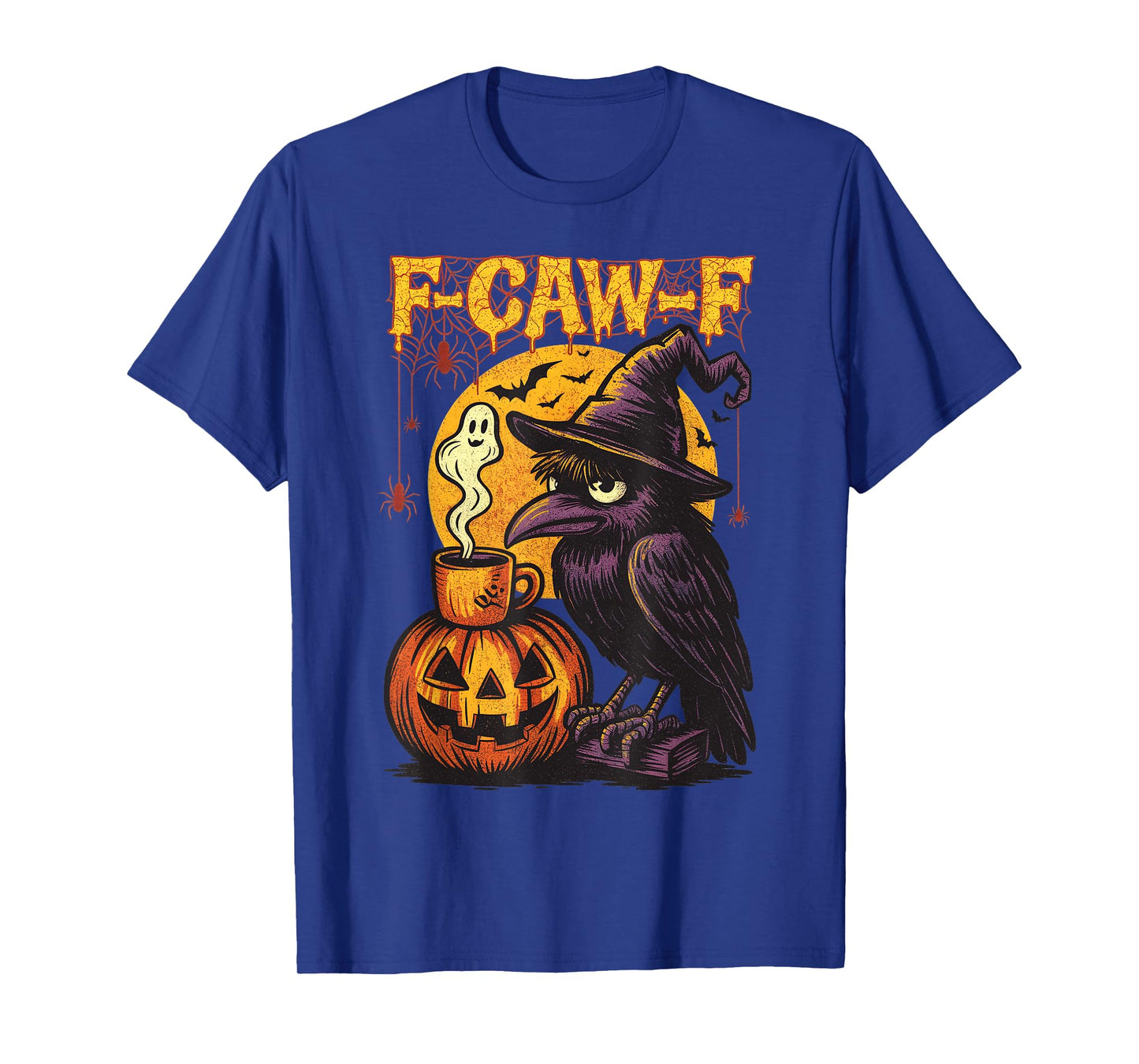 F-Caw-F Funny Raven Black Crow Spooky Season Halloween Retro T-Shirt