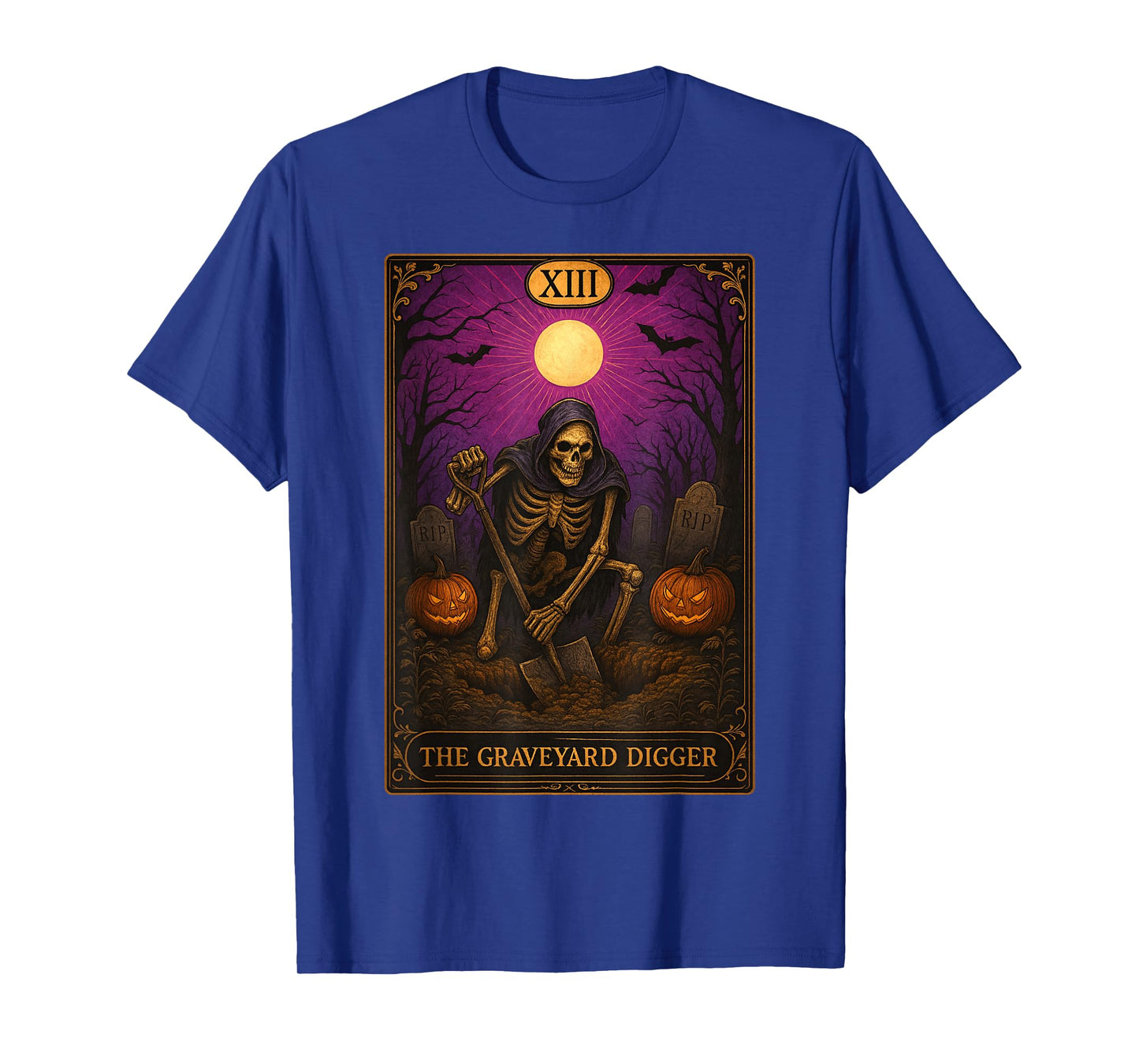 Graveyard Digger Skeleton Gothic Tarot Card for Grave Worker T-Shirt