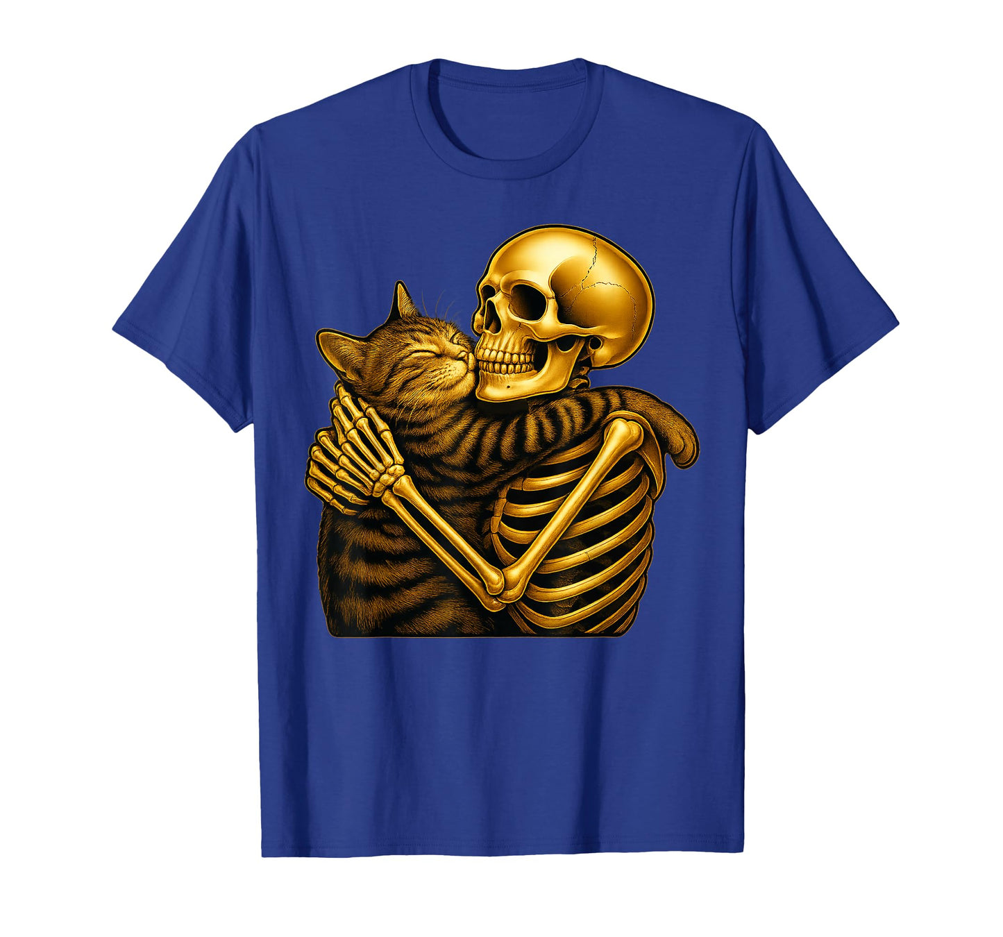Skeleton Hugging Cat Halloween Costume for Kitty Lover Women T-Shirt