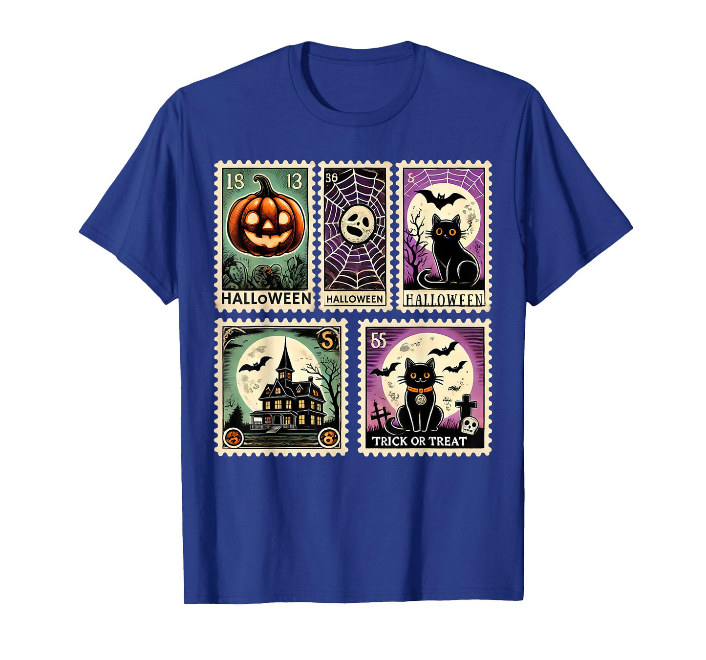 Spooky Halloween Icons Pumpkins Ghosts Skeleton Bats Art T-Shirt