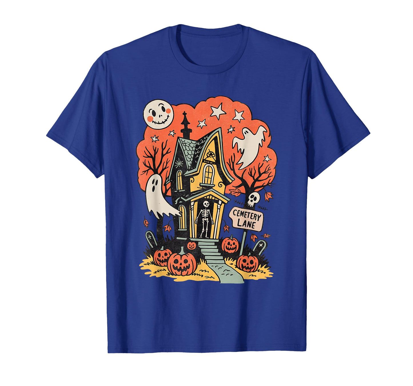 Retro Haunted House Halloween Scene T-Shirt