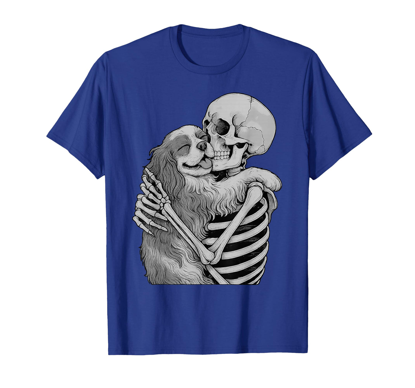 Cavalier King Charles Spaniel Skeleton Hug Halloween Dog T-Shirt