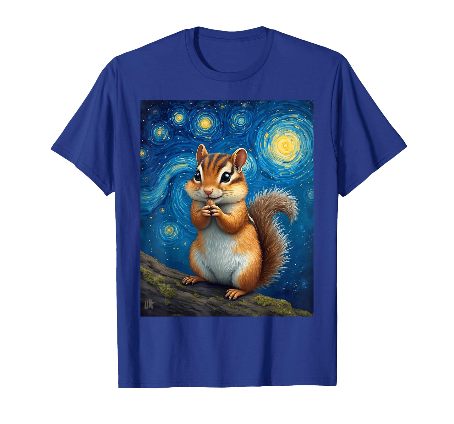 Van Gogh's Starry Night Chipmunk Striped Squirrel Animal T-Shirt
