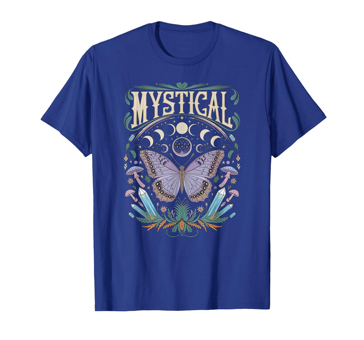 mystical goblincore moth and butterfly moonphases flowers T-Shirt