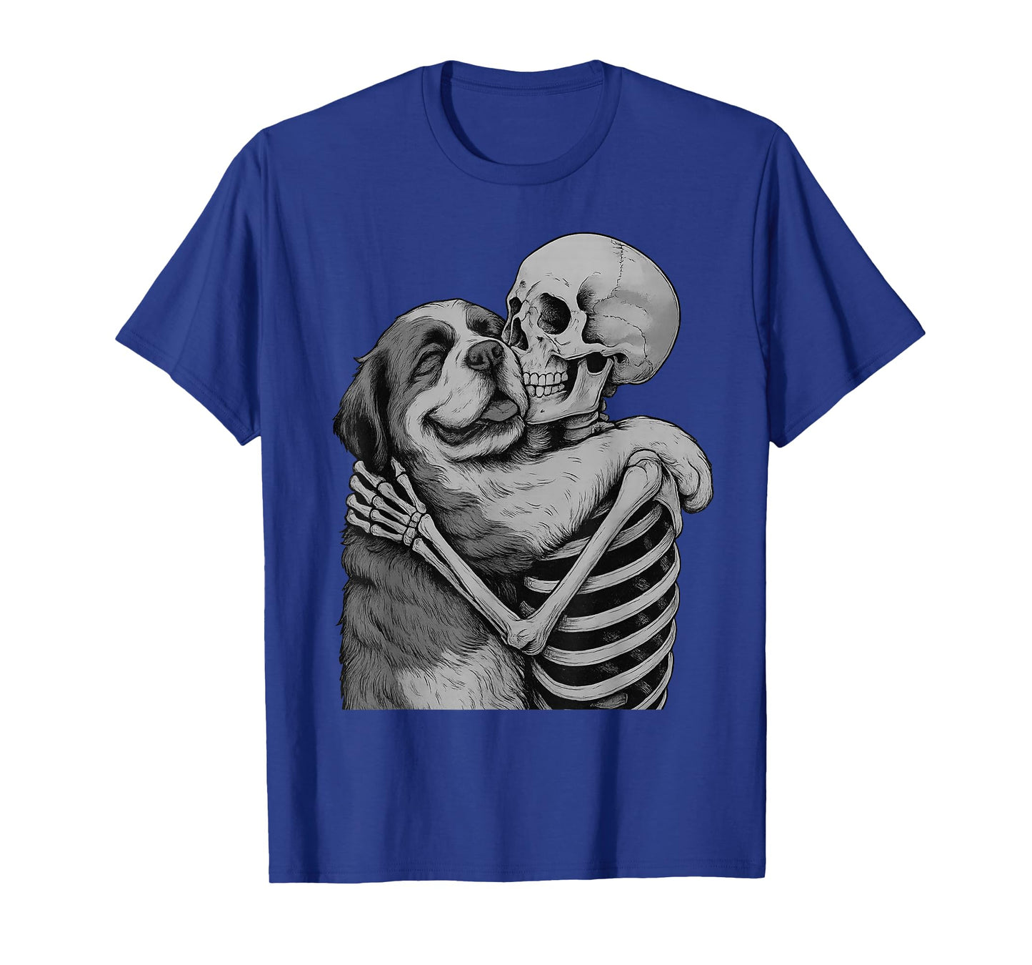 Saint Bernard Skeleton Hug Halloween Dog Lover T-Shirt
