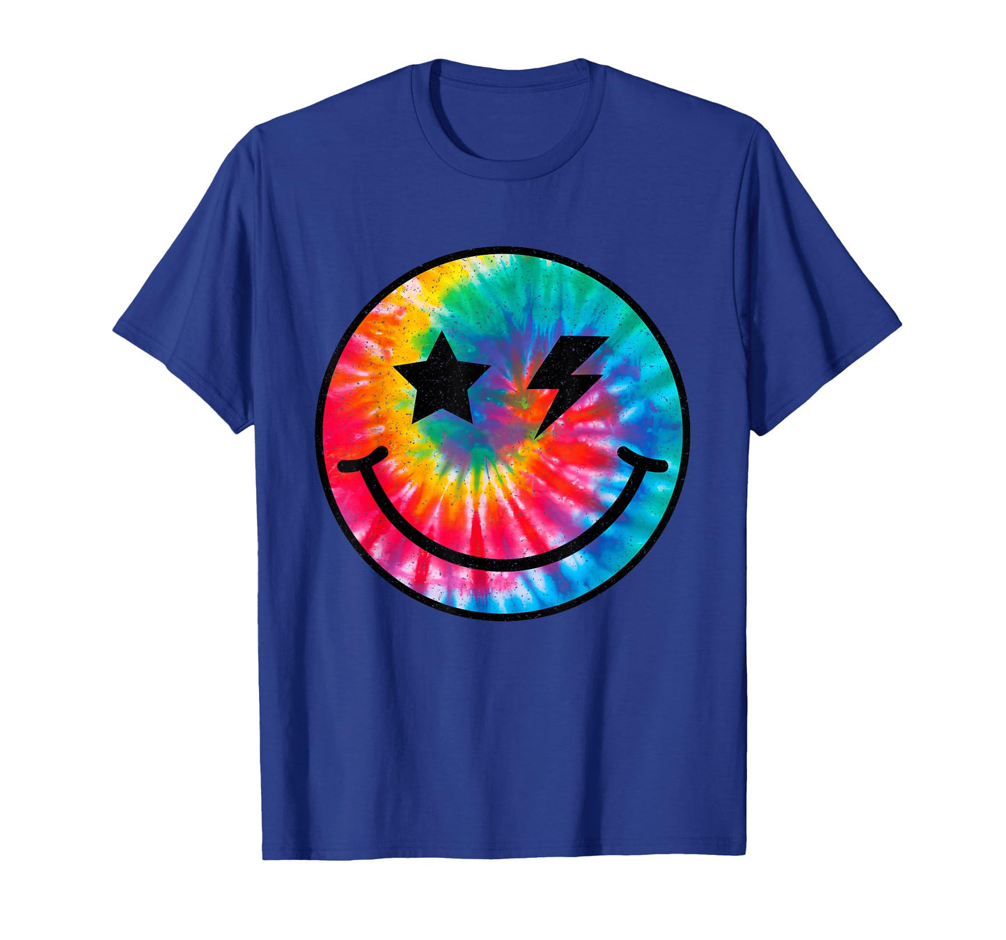 Retro Happy Face Tie Dye Checkered Pattern Smile Face Trendy T-Shirt