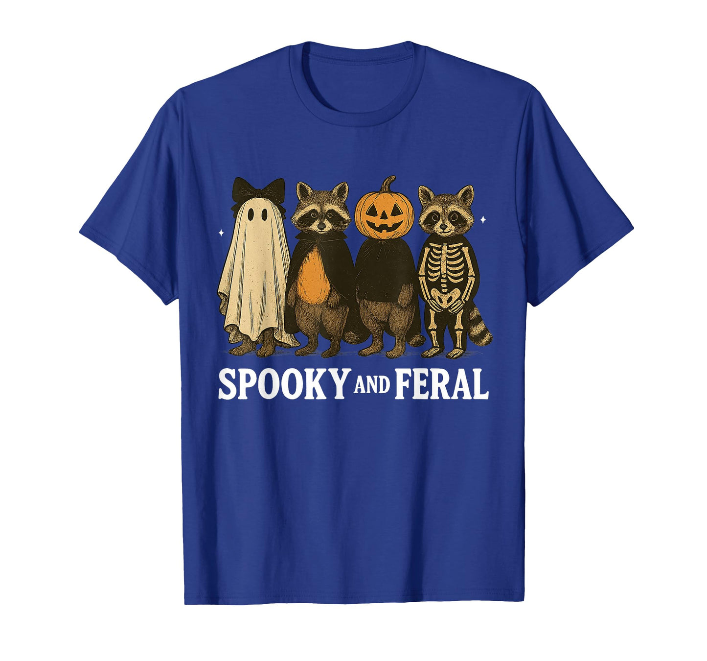 Spooky and Feral Raccoon Halloween Season Ghost Skeleton T-Shirt