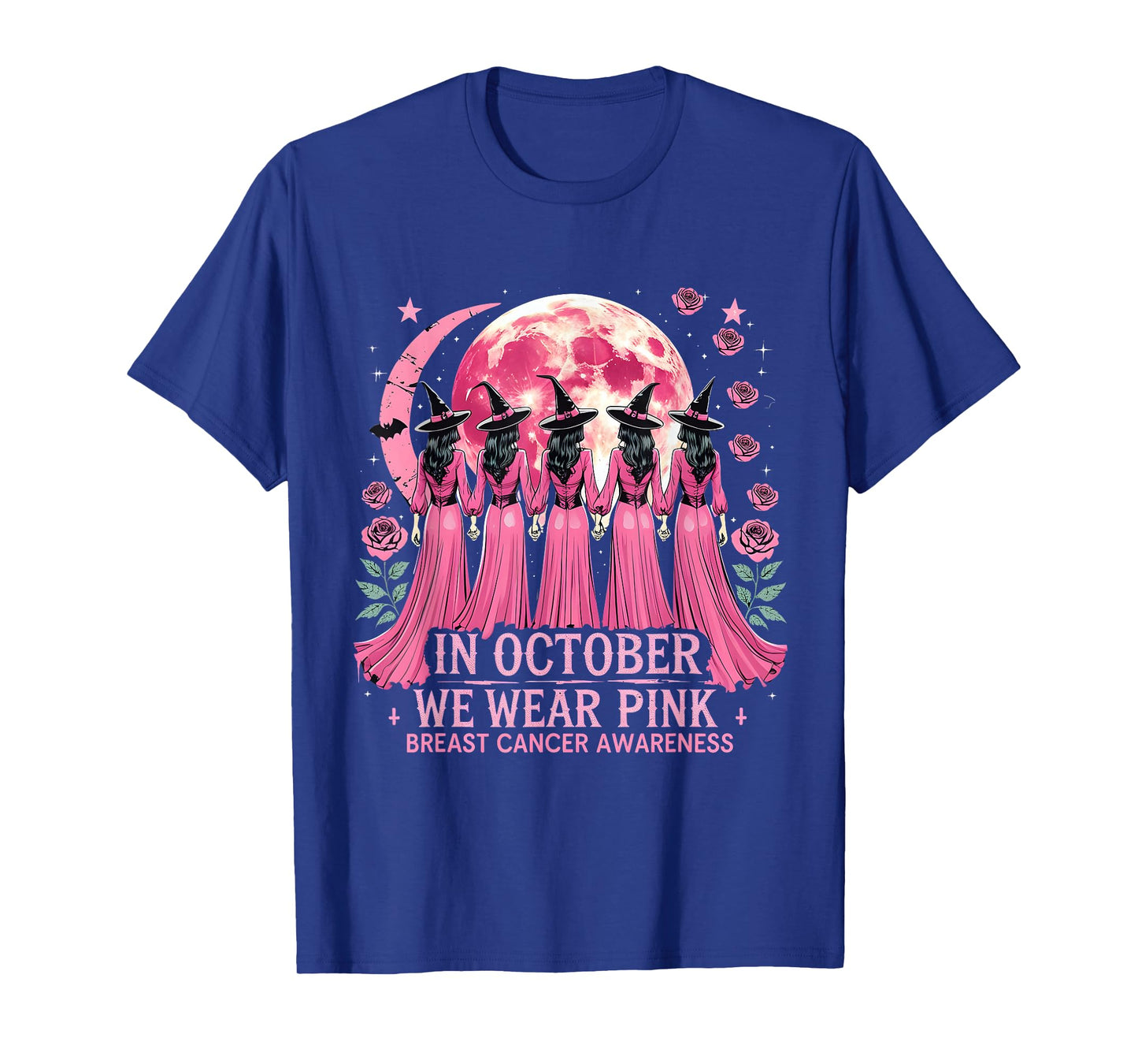 in October We Wear Pink Halloween Breast Cancer Awareness T-Shirt