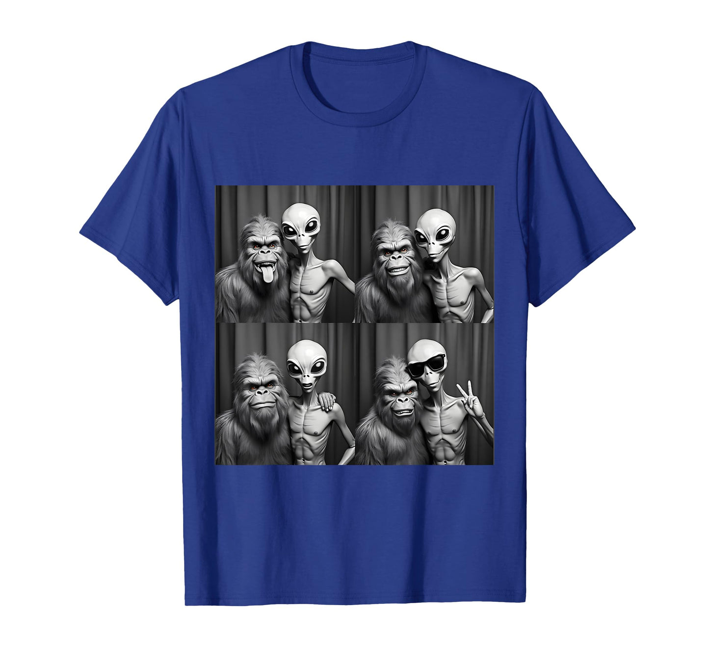 Funny Photobooth Photo Sasquatch UFO Bigfoot And Alien T-Shirt